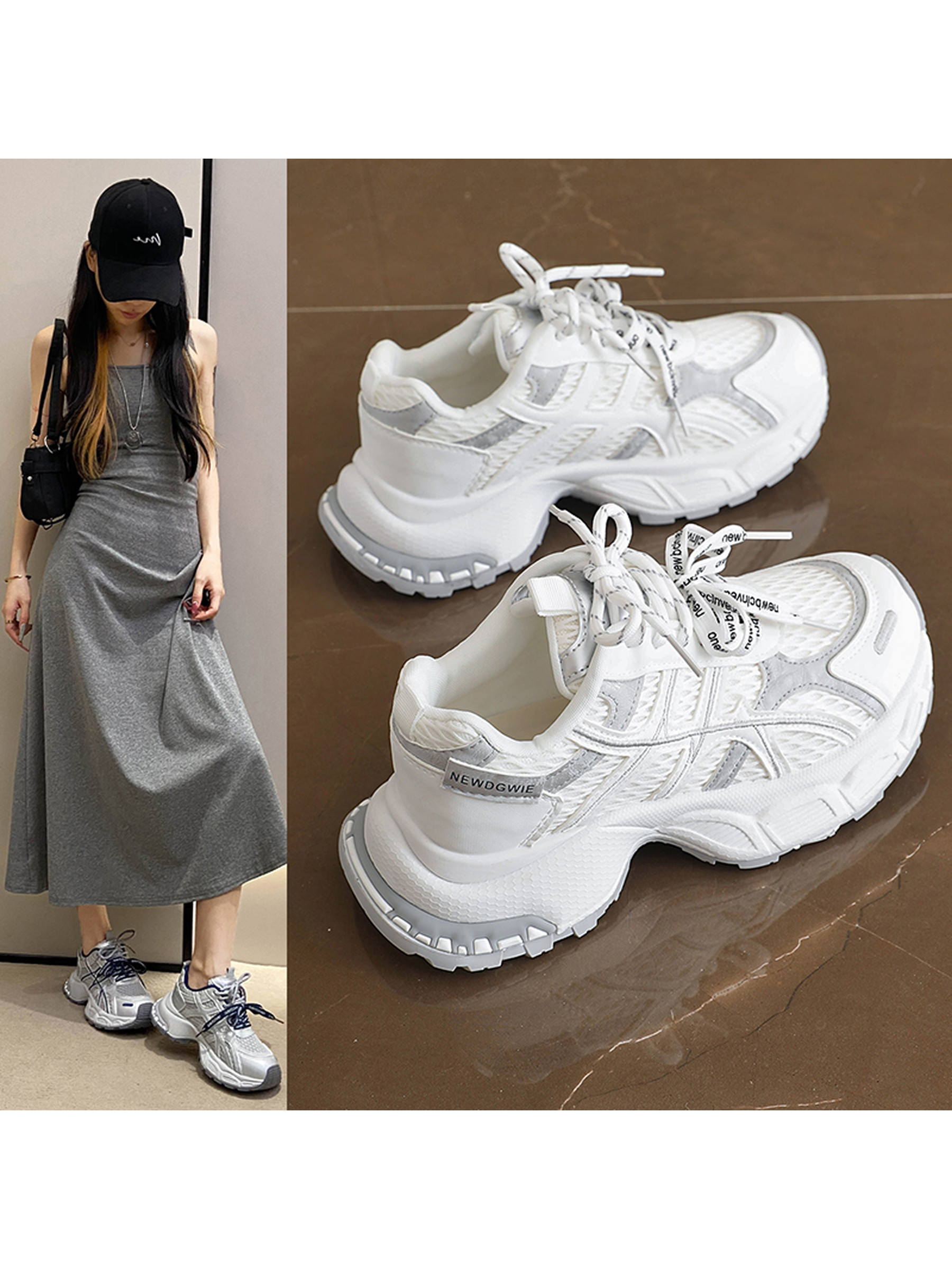 White Lace Up Sneakers