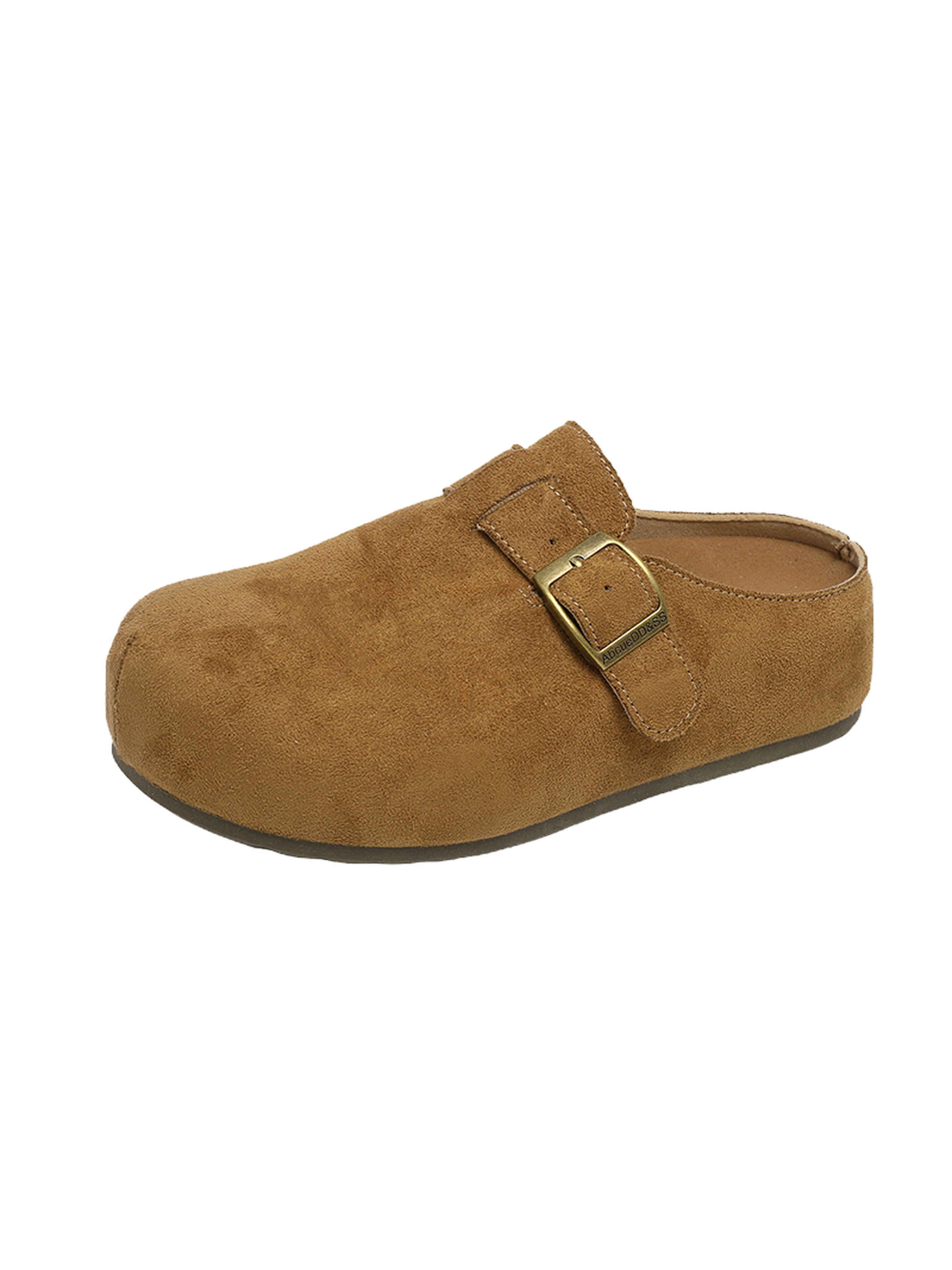 Tan Suede Look Buckle Shoes