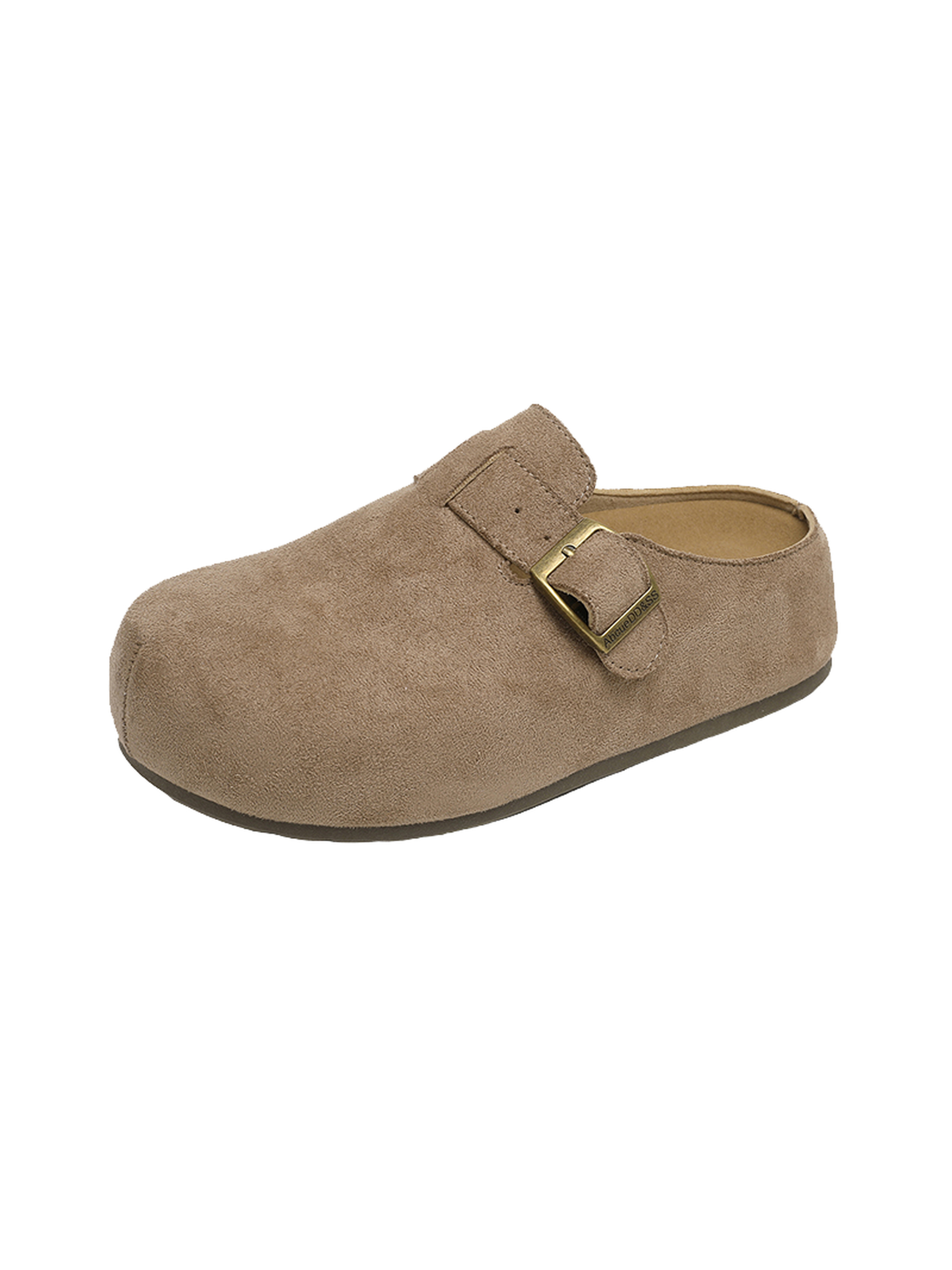 Beige Suede Look Flat Slip-On Mules