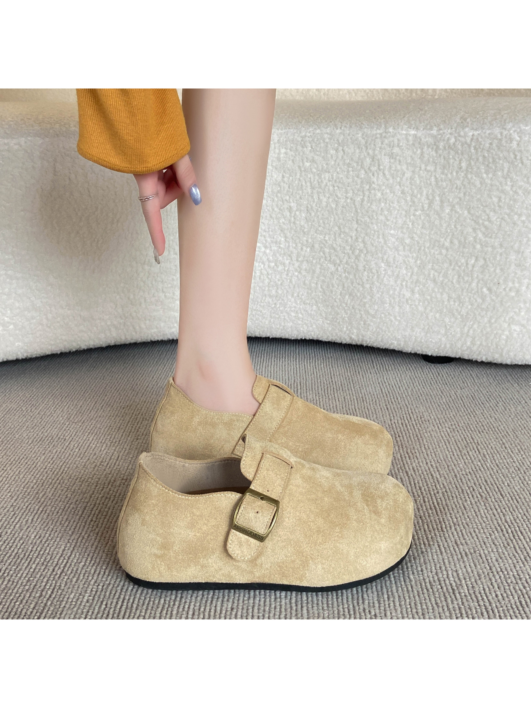 Suede Look Flat Slip-On Casual Shoes