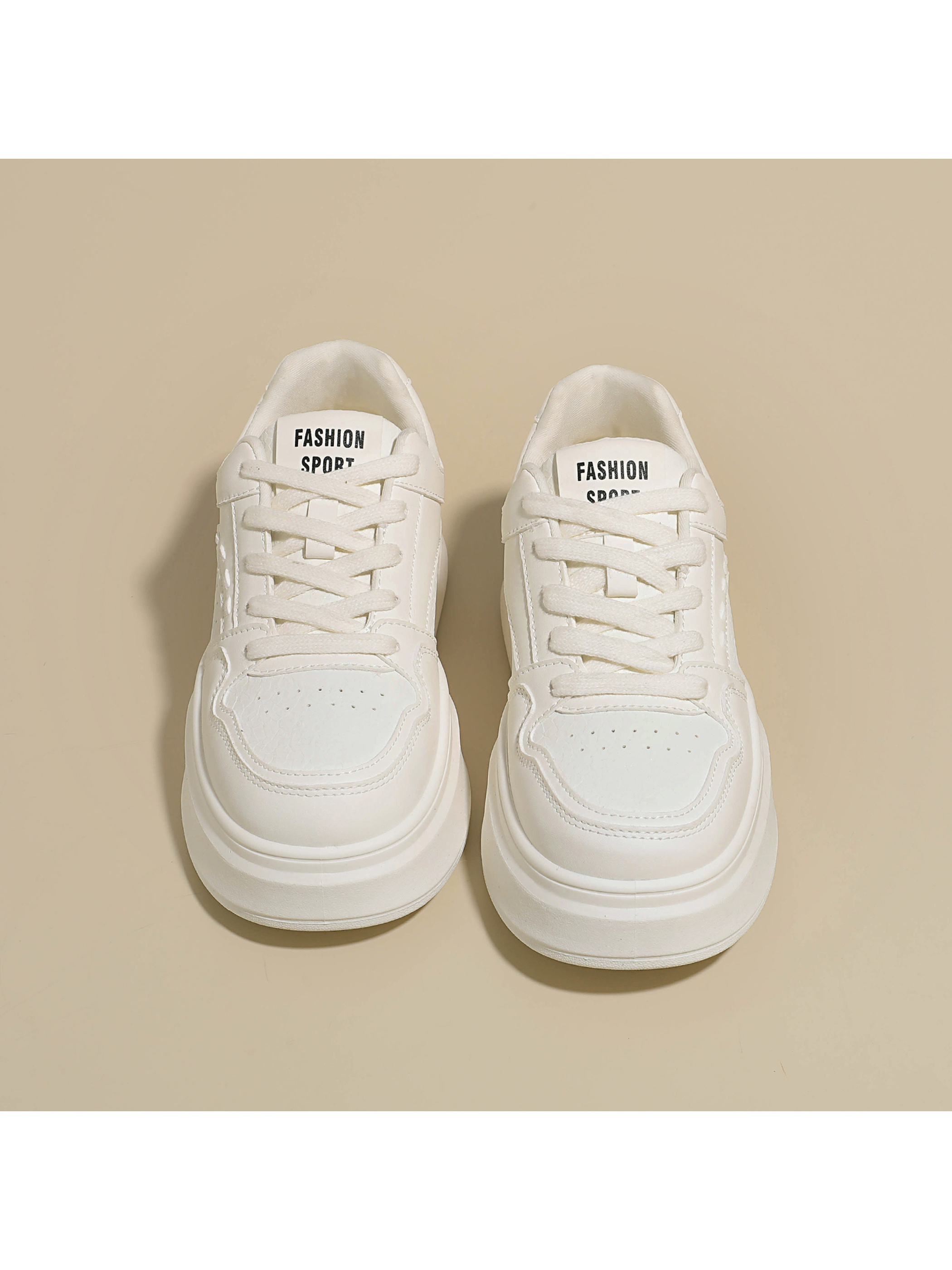 White Lace Up Flat Sneakers
