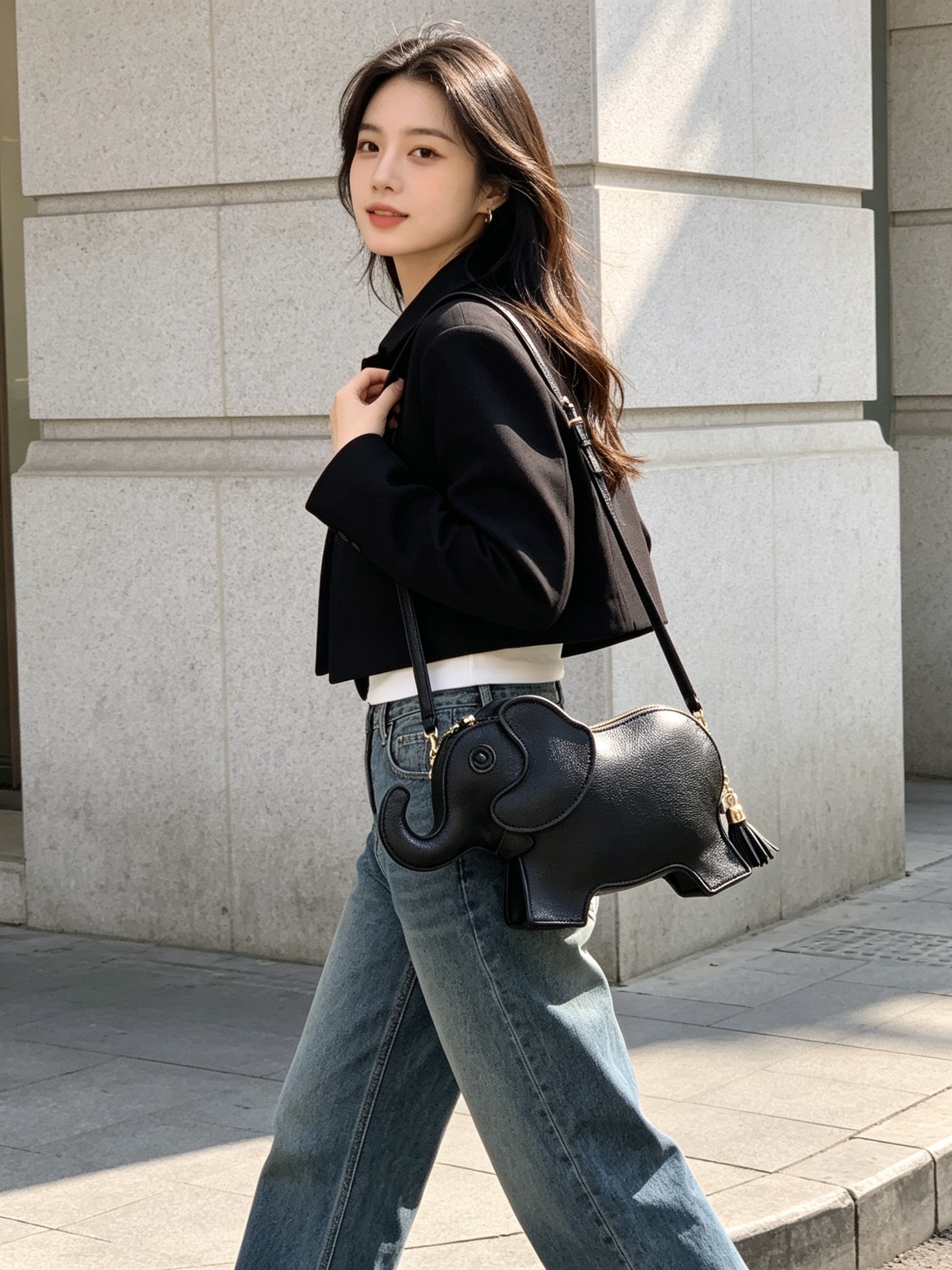 Black Elephant Crossbody Bag