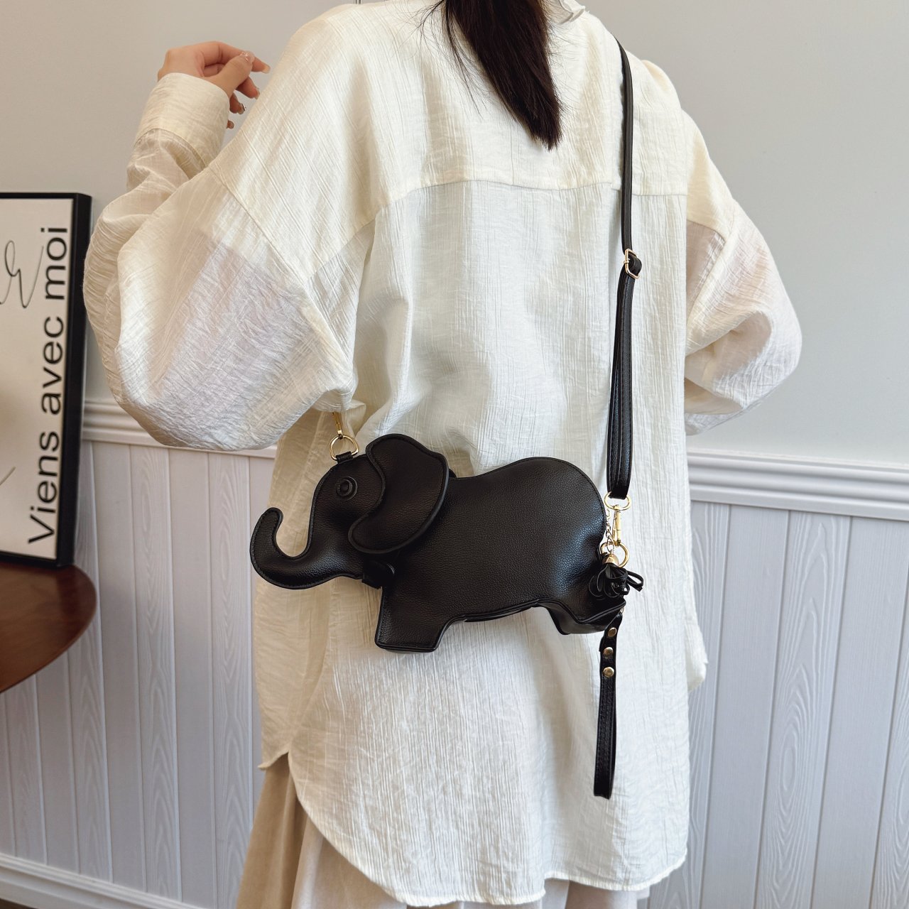 Black Elephant Crossbody Bag