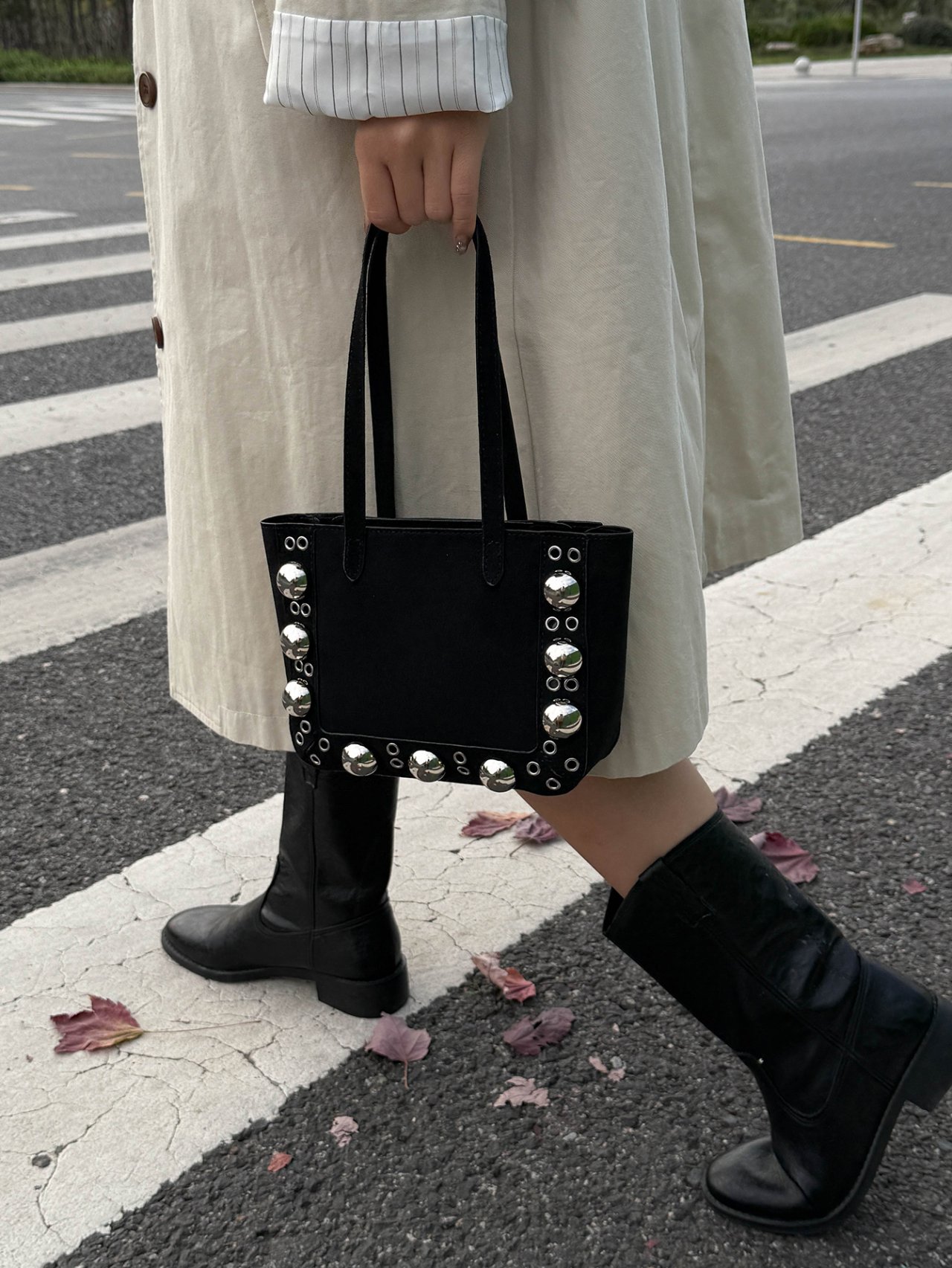 Black Studded Handbag