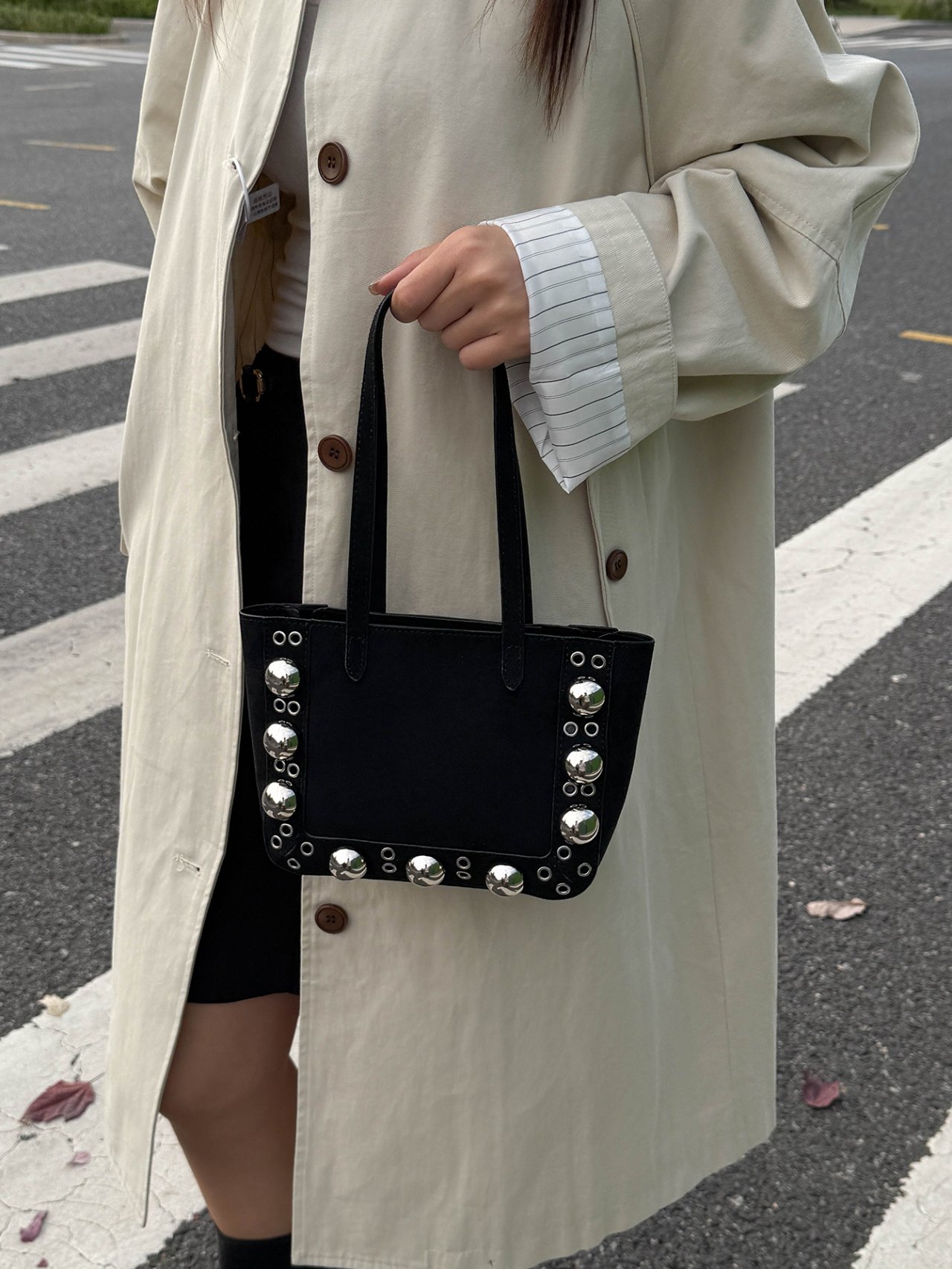 Black Studded Handbag