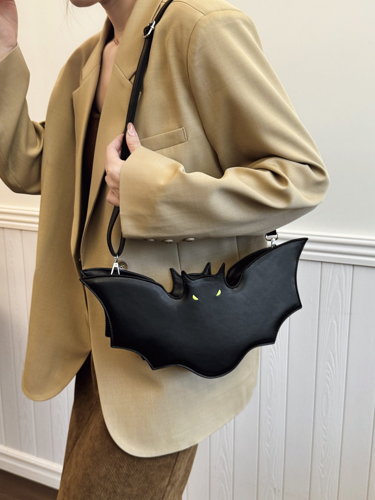 Black Bat Design Shoulder Bag 