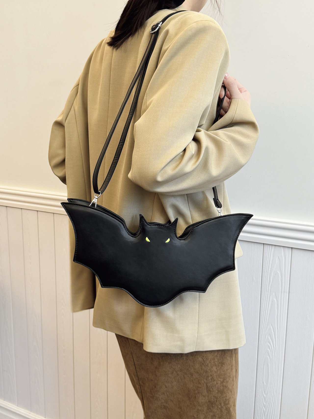 Black Bat Design Shoulder Bag 