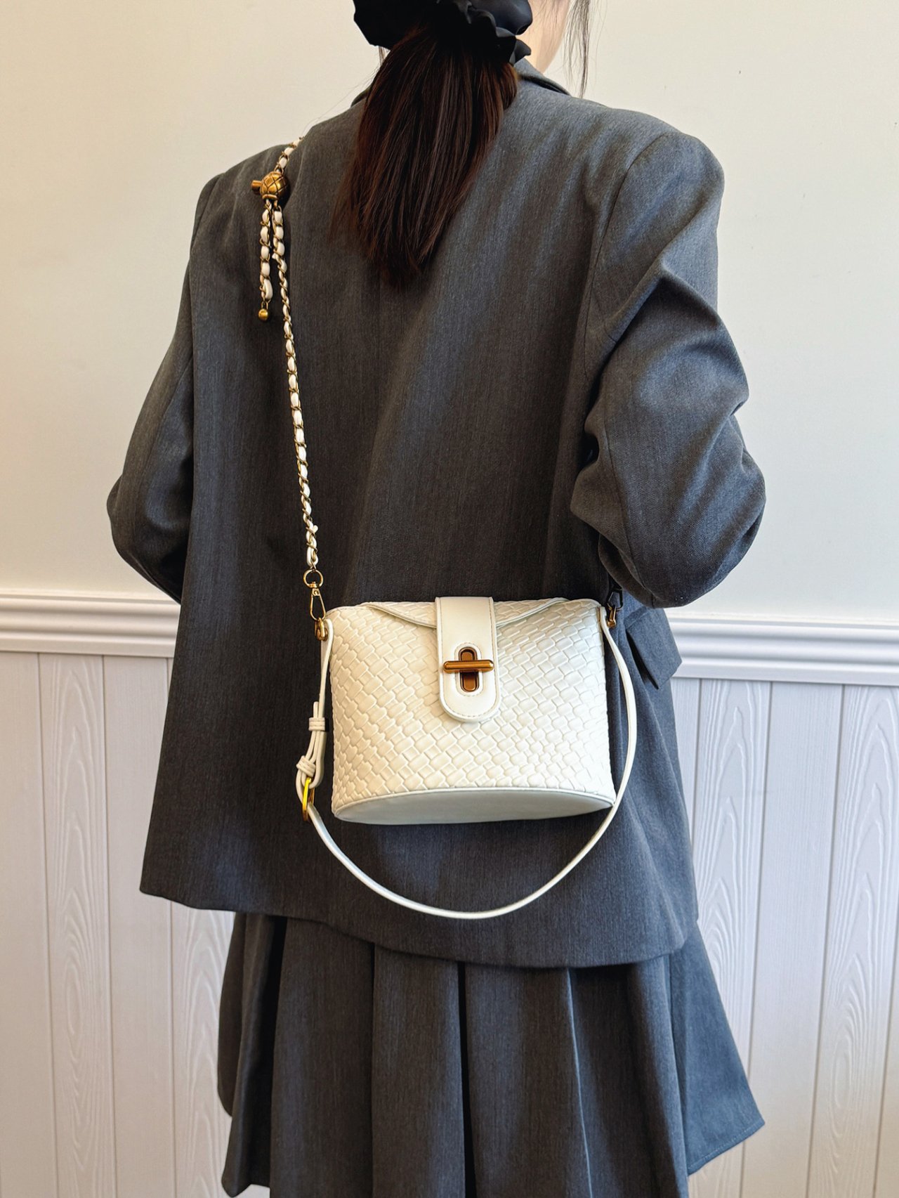 Off-White Woven Crossbody Bag