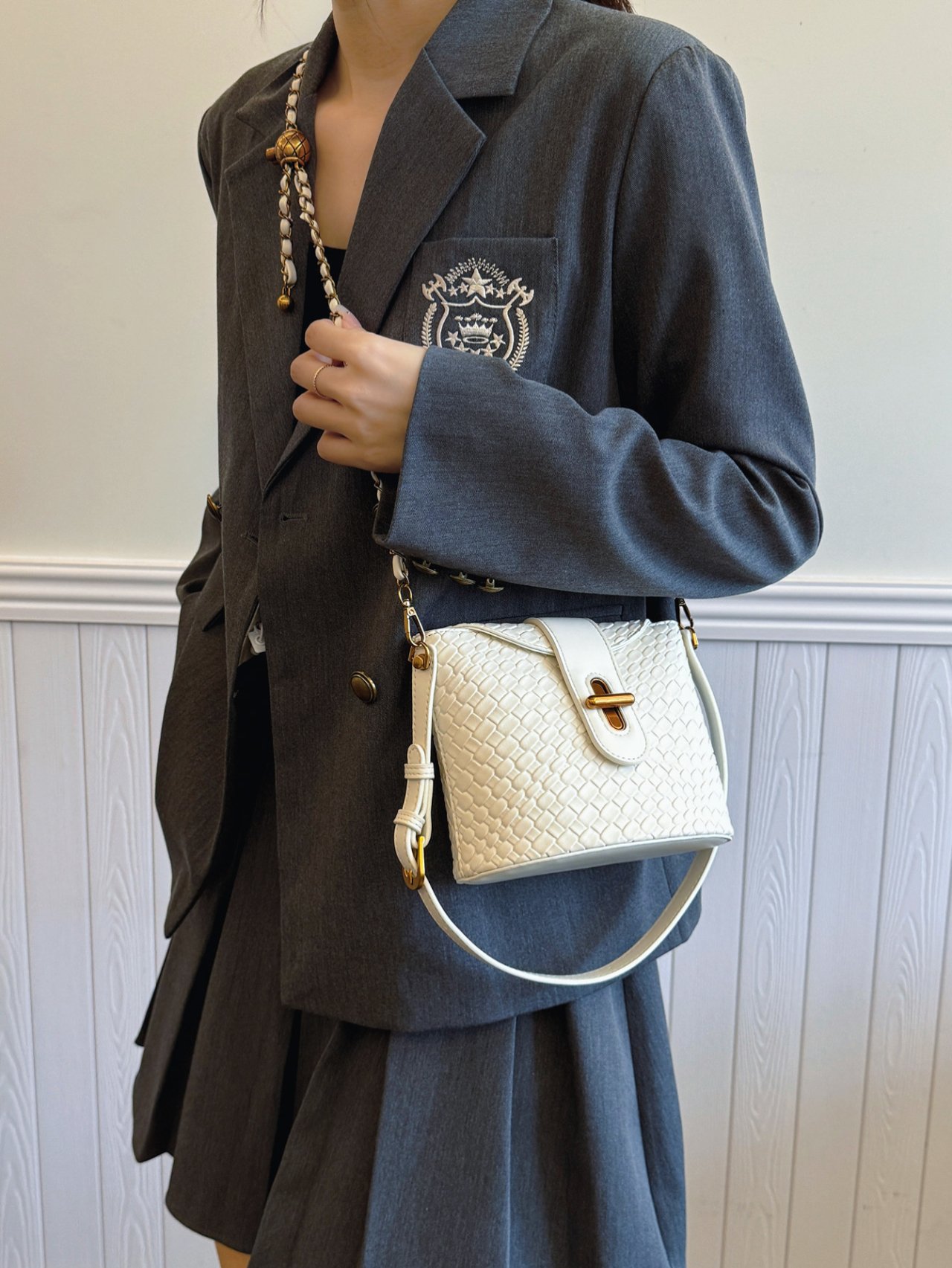 Off-White Woven Crossbody Bag