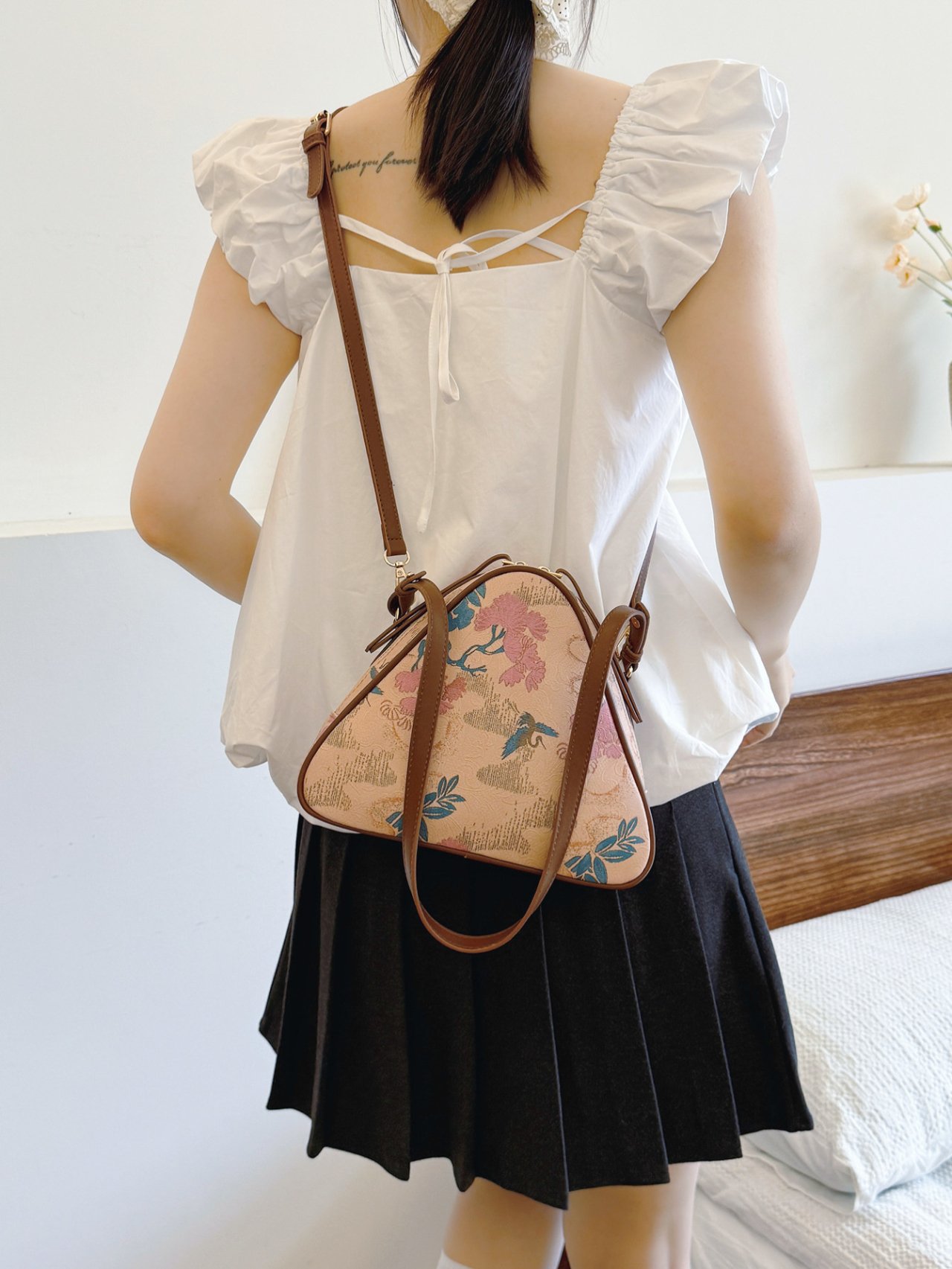 Pink Floral Shoulder Bag 
