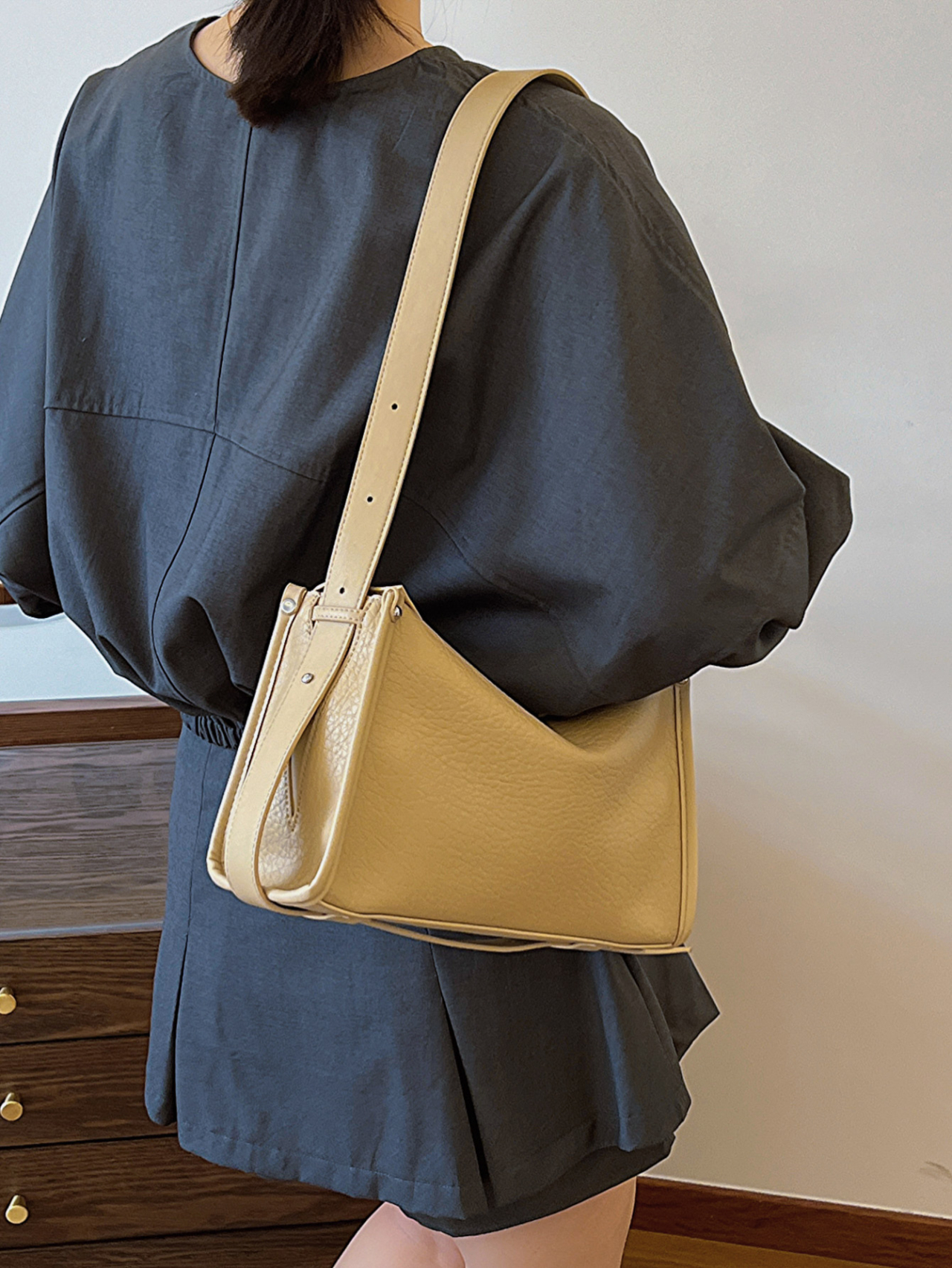 Khaki Solid Shoulder Bag