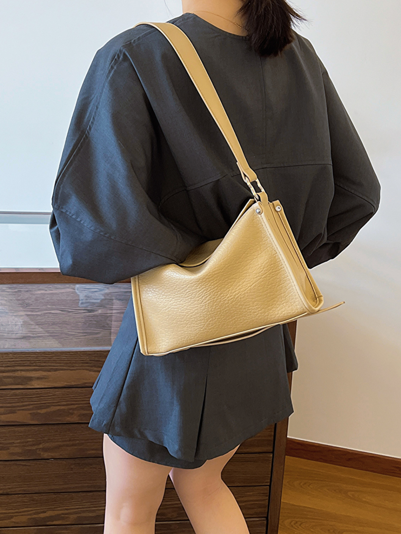 Khaki Solid Shoulder Bag