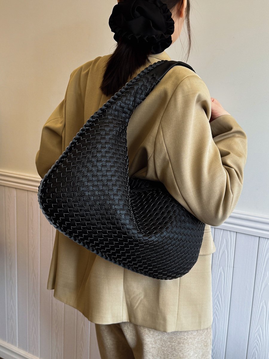 Black Woven Shoulder Bag 