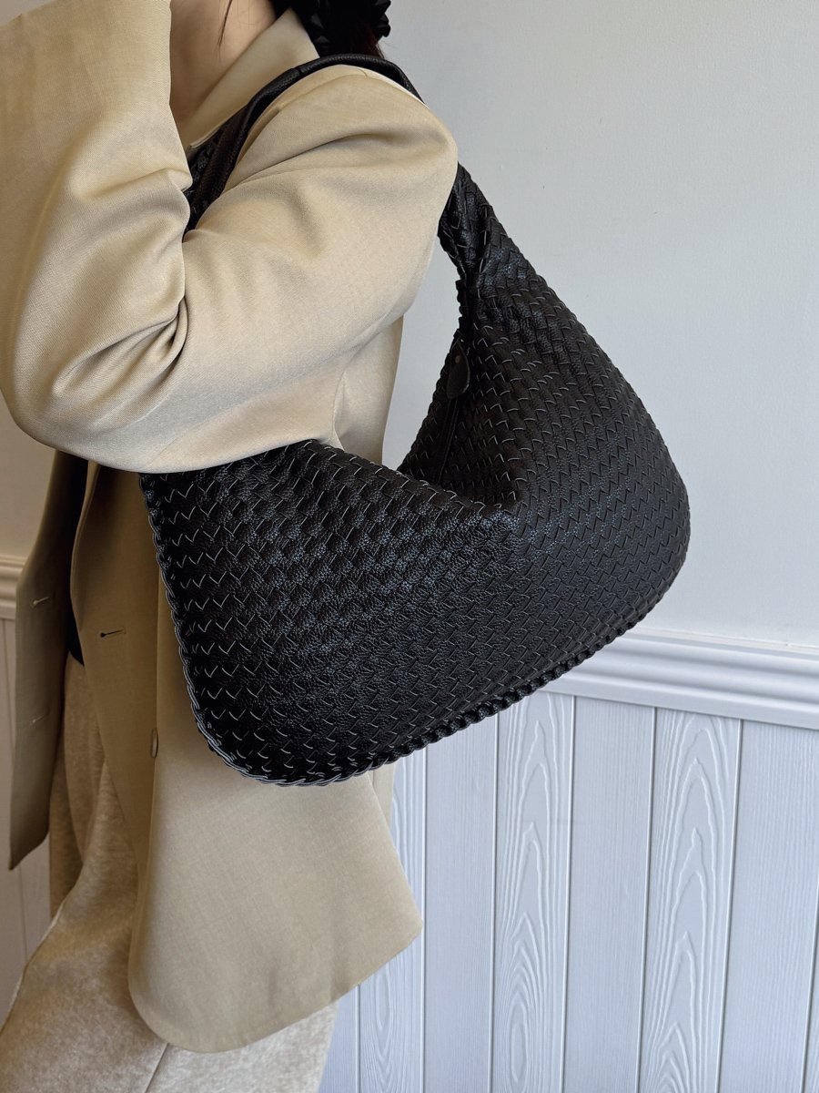 Black Woven Shoulder Bag 