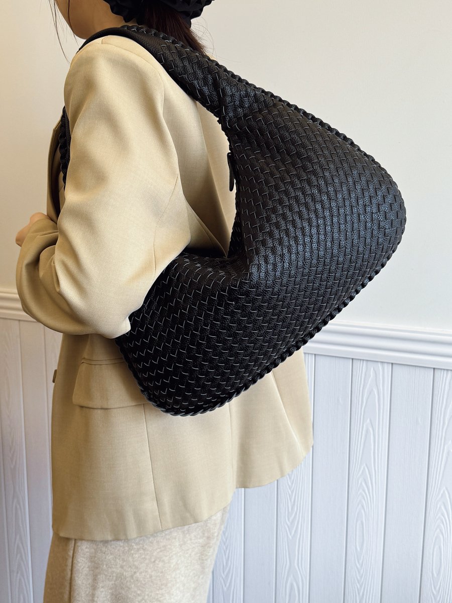 Black Woven Shoulder Bag 