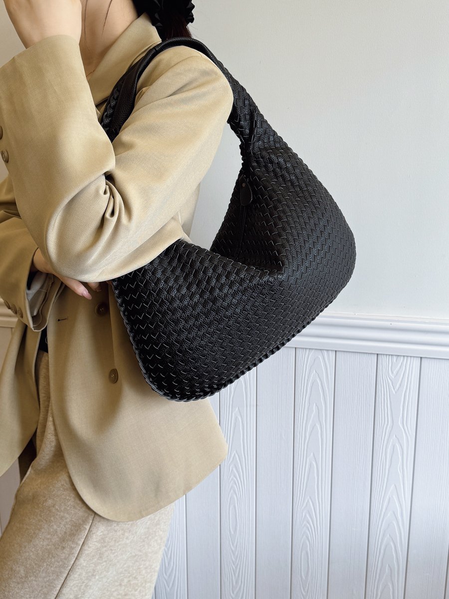 Black Woven Shoulder Bag 