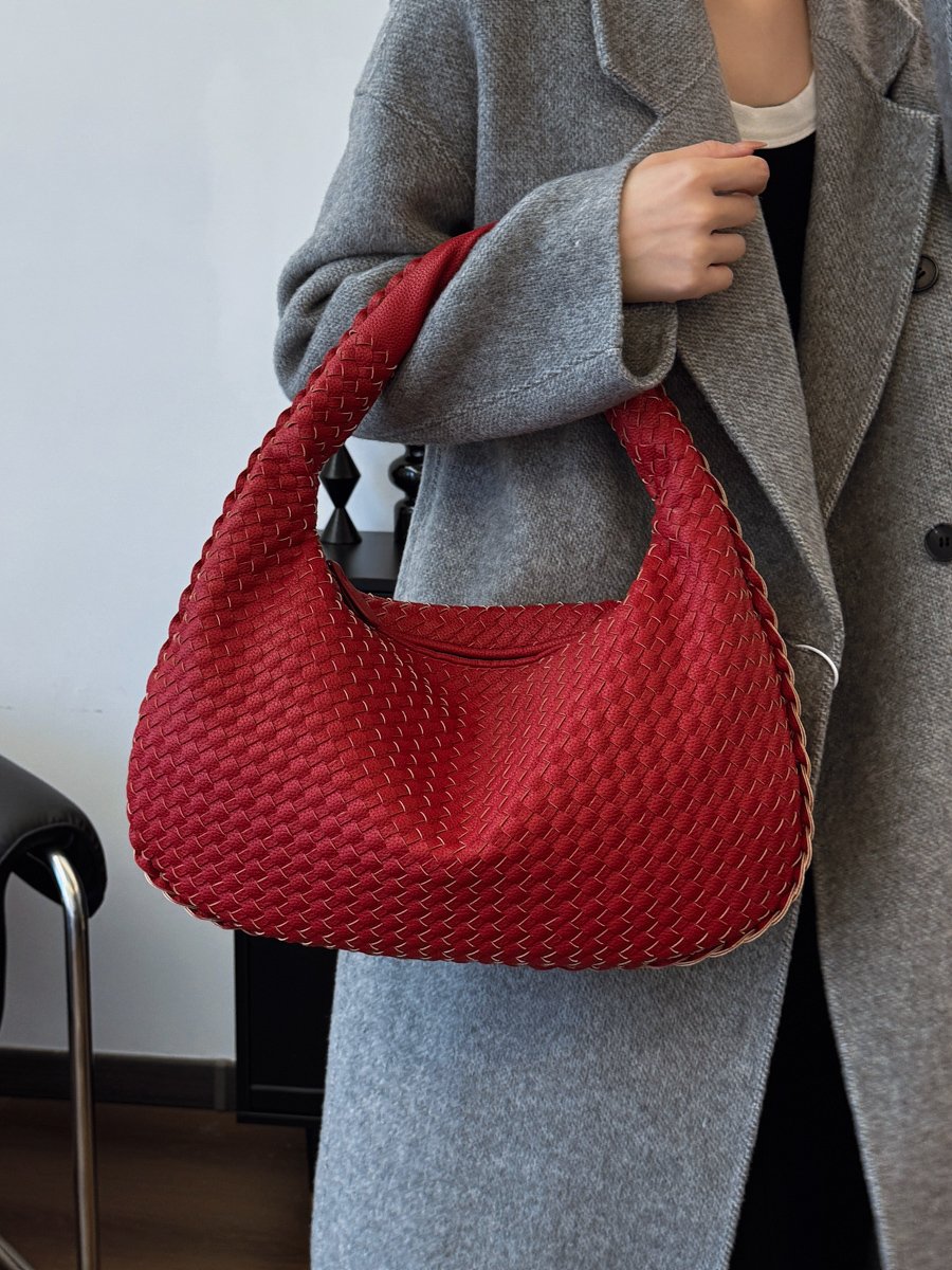 Red Woven Shoulder Bag 