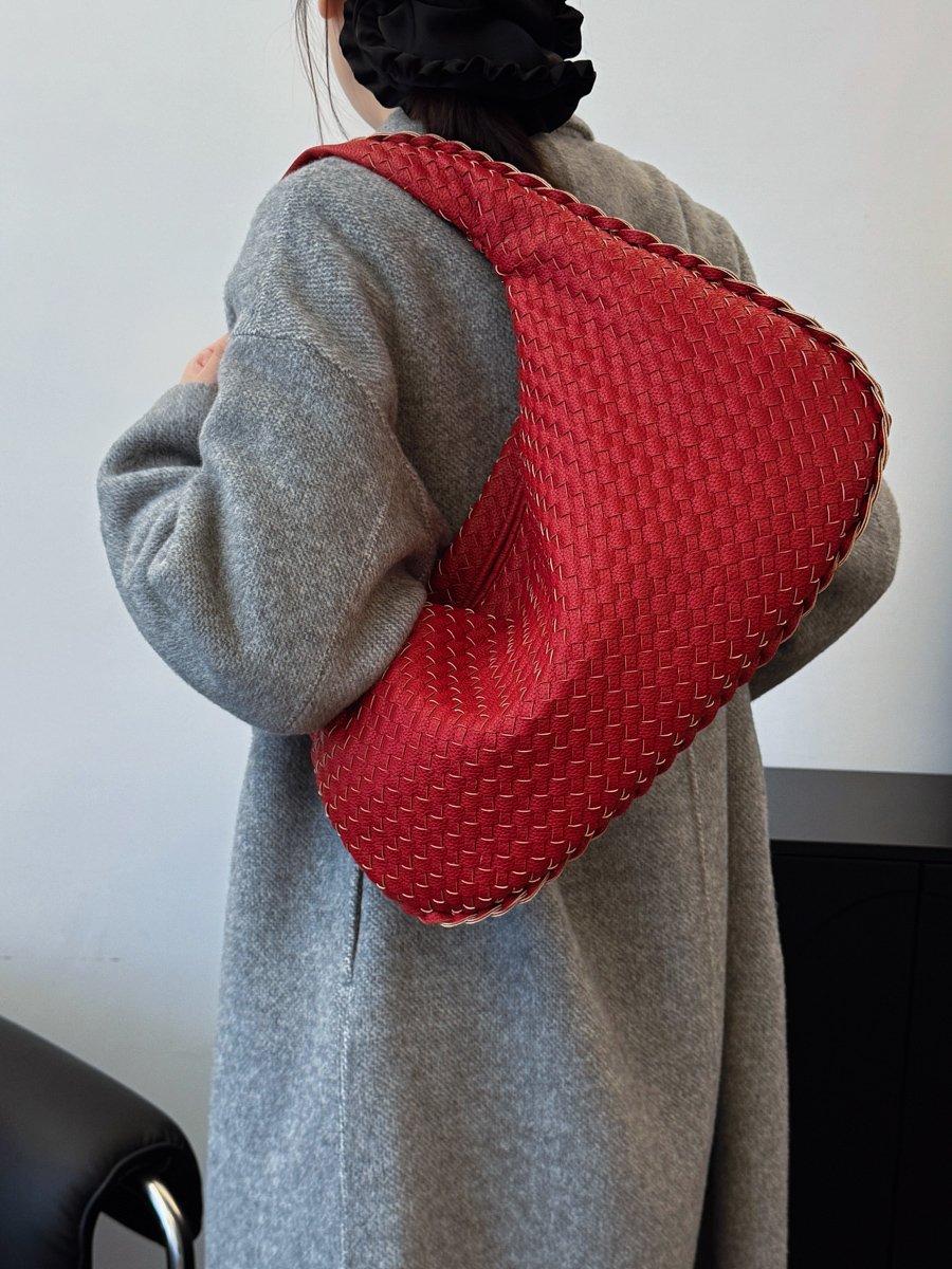 Red Woven Shoulder Bag 