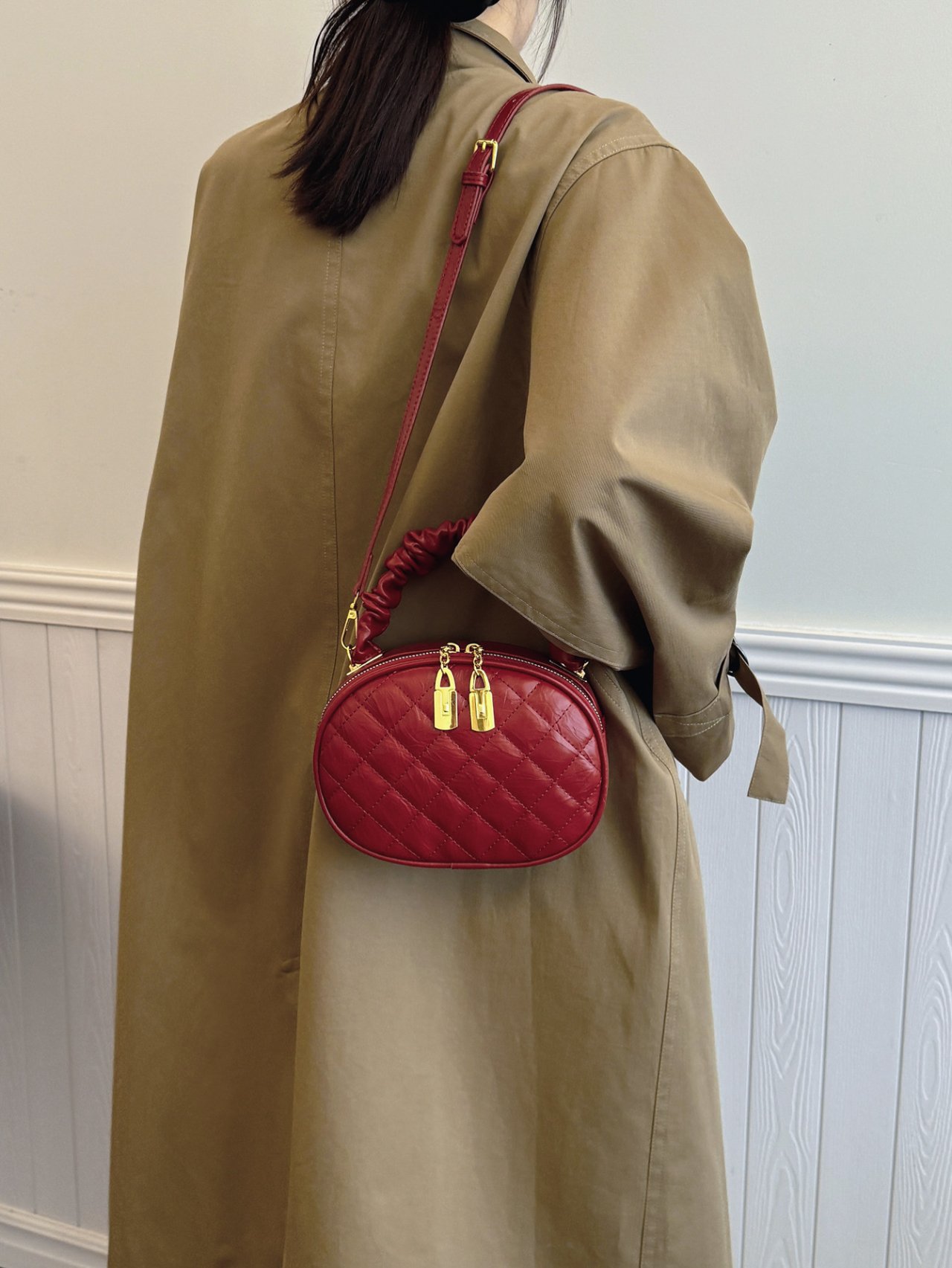 Red Quilted Crossbody Bag 