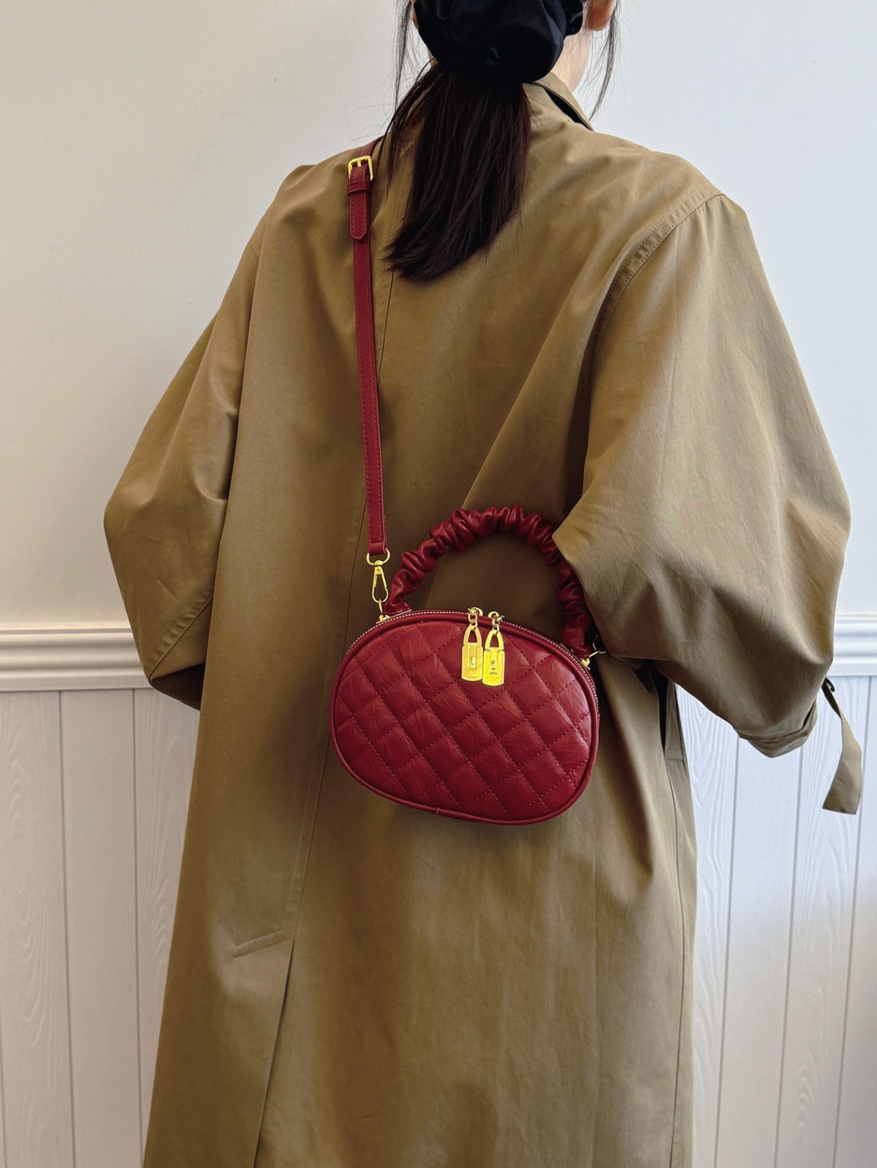 Red Quilted Crossbody Bag 