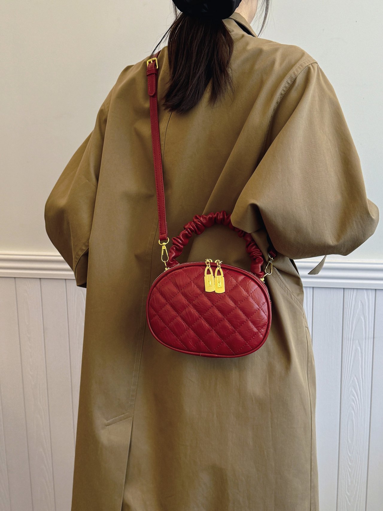 Red Quilted Crossbody Bag 