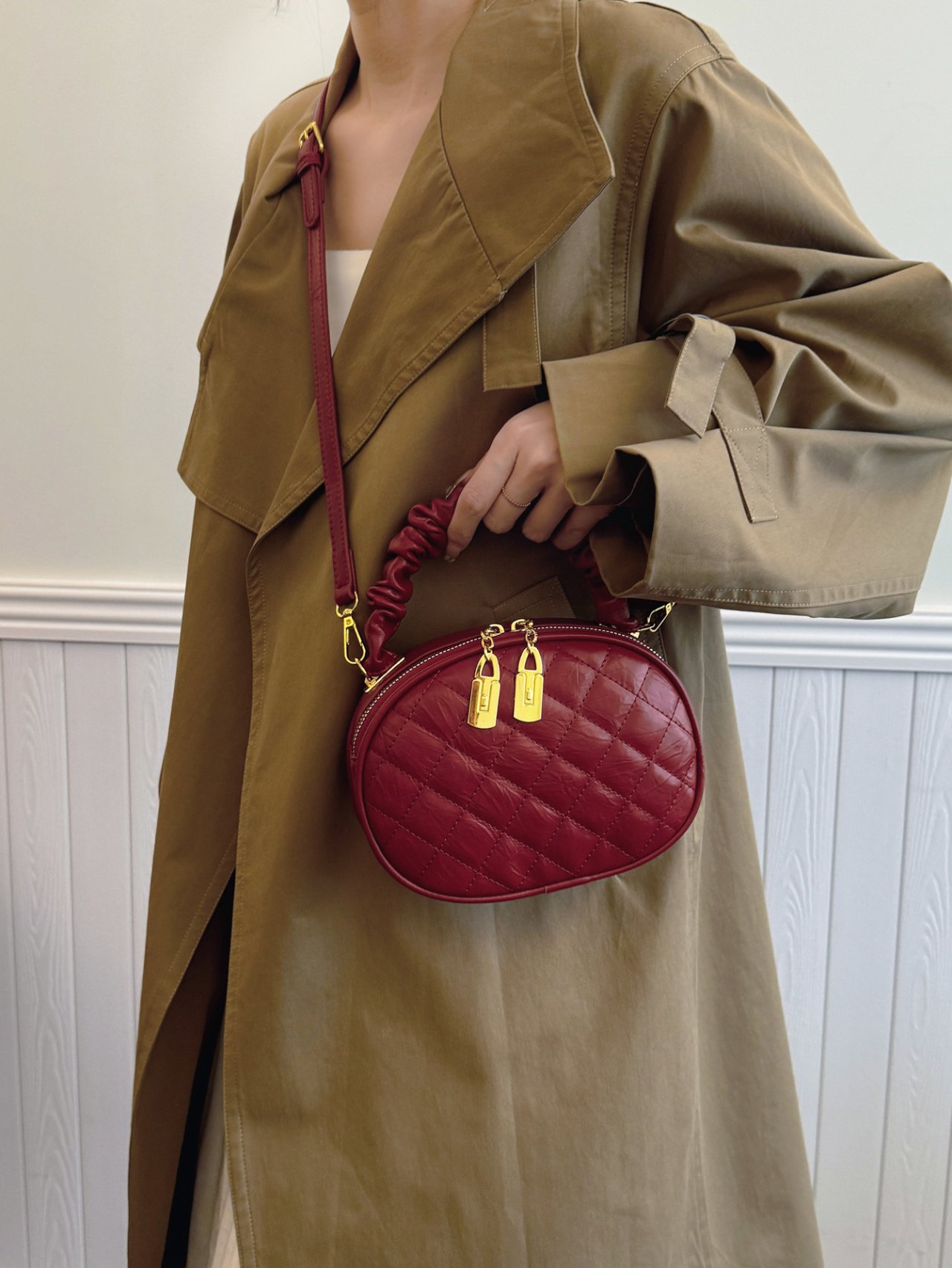 Red Quilted Crossbody Bag 