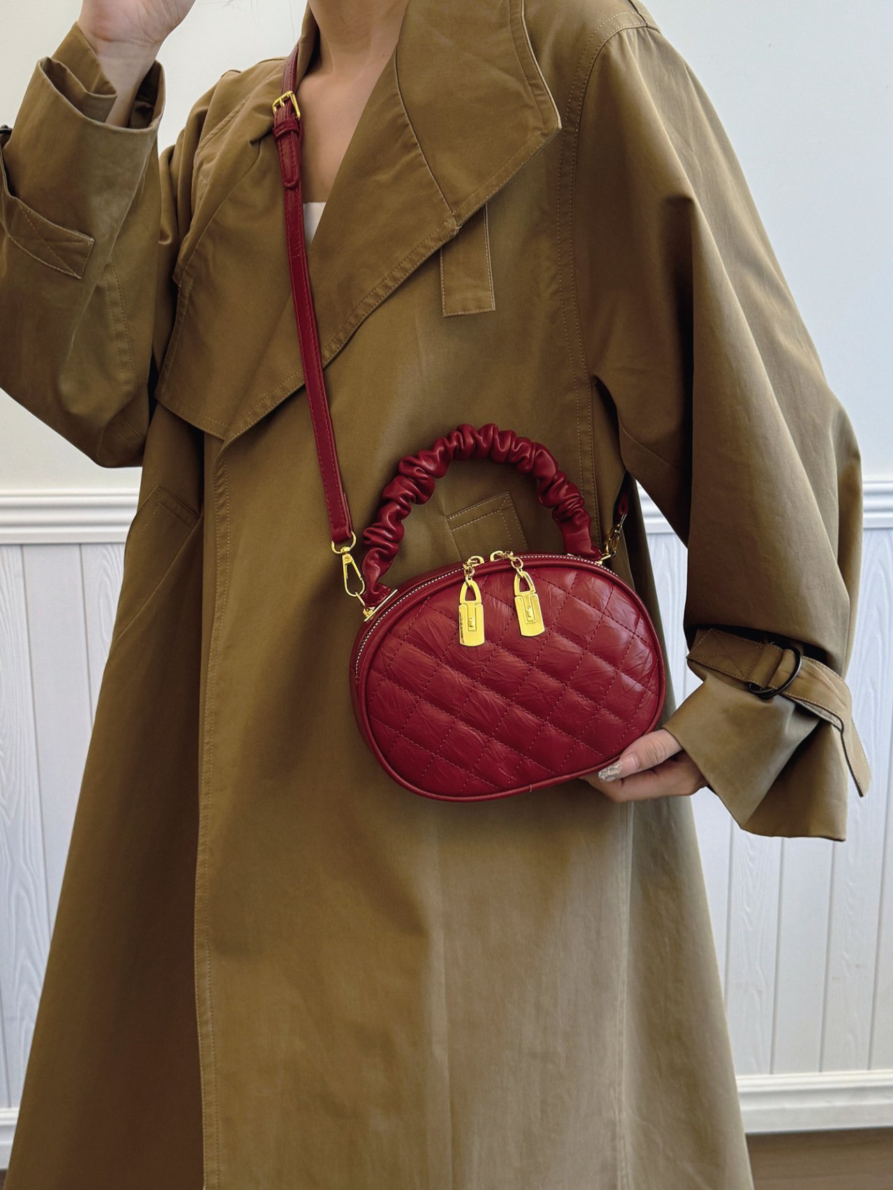 Red Quilted Crossbody Bag 