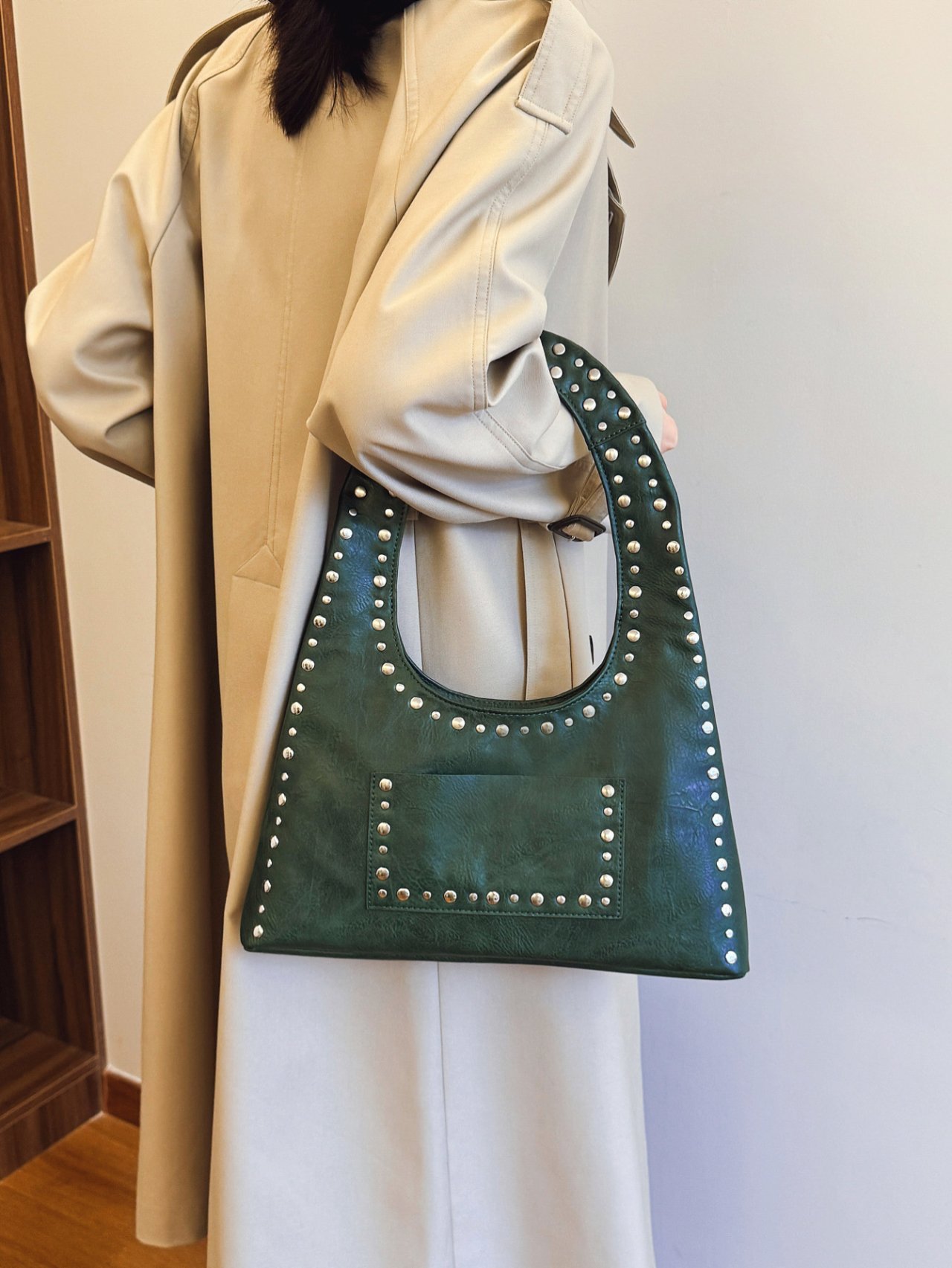 Emerald Studded Shoulder Bag