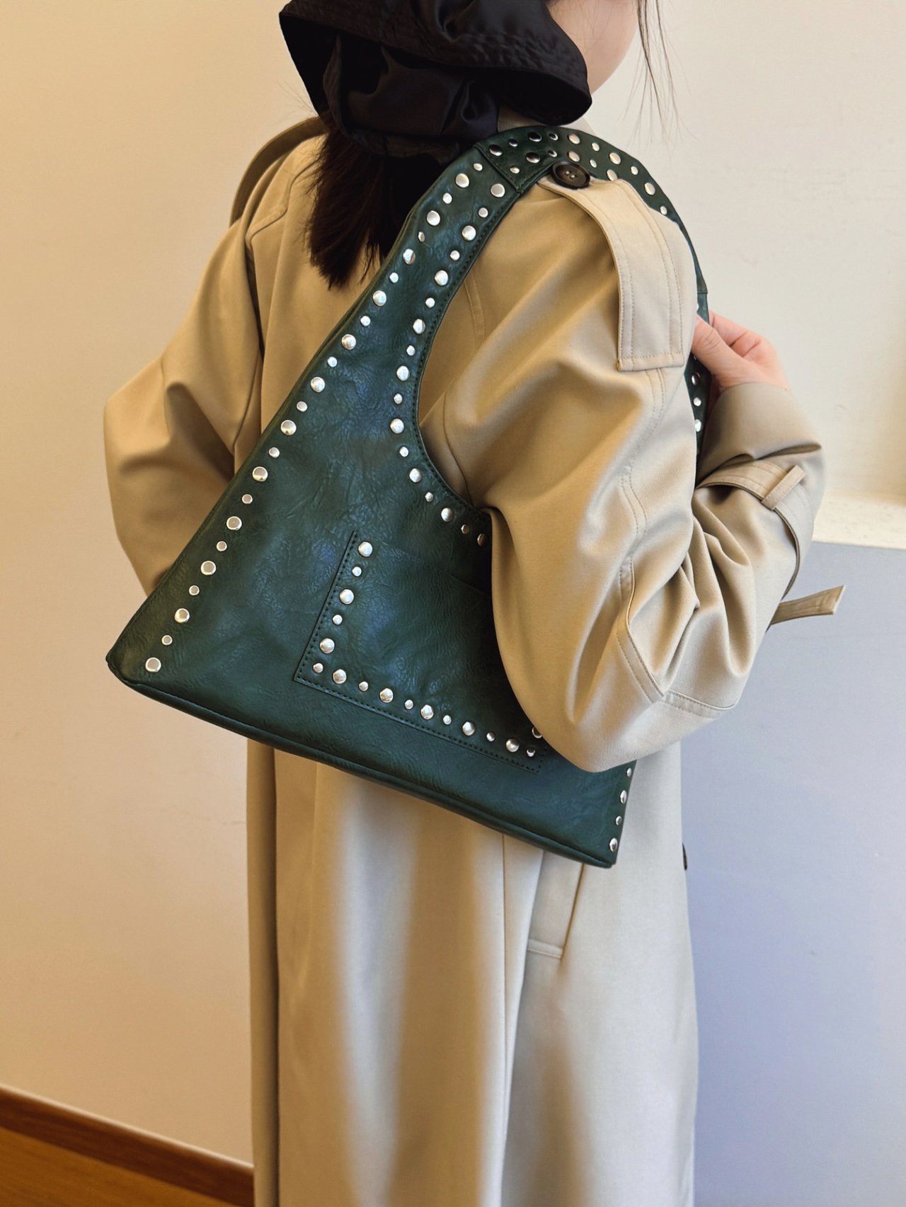 Emerald Studded Shoulder Bag