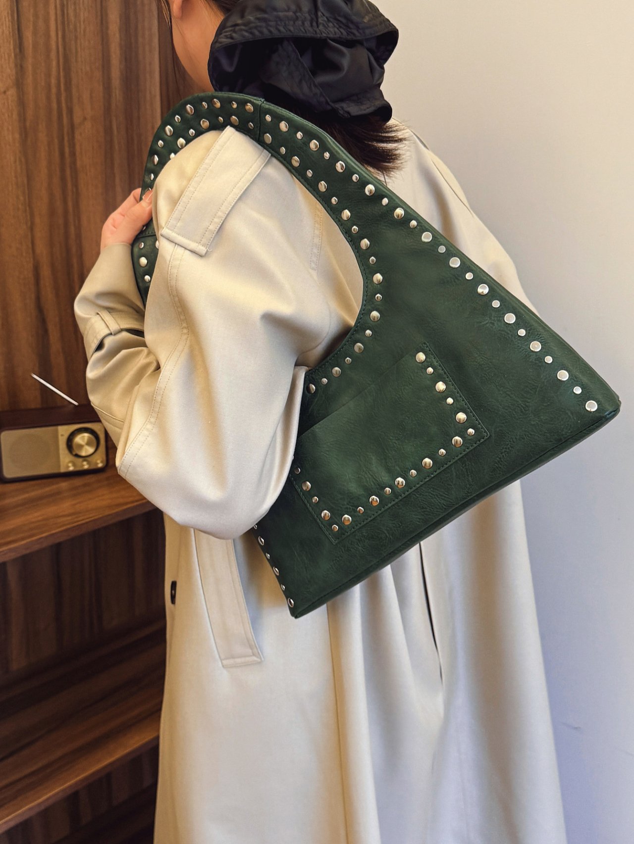 Emerald Studded Shoulder Bag