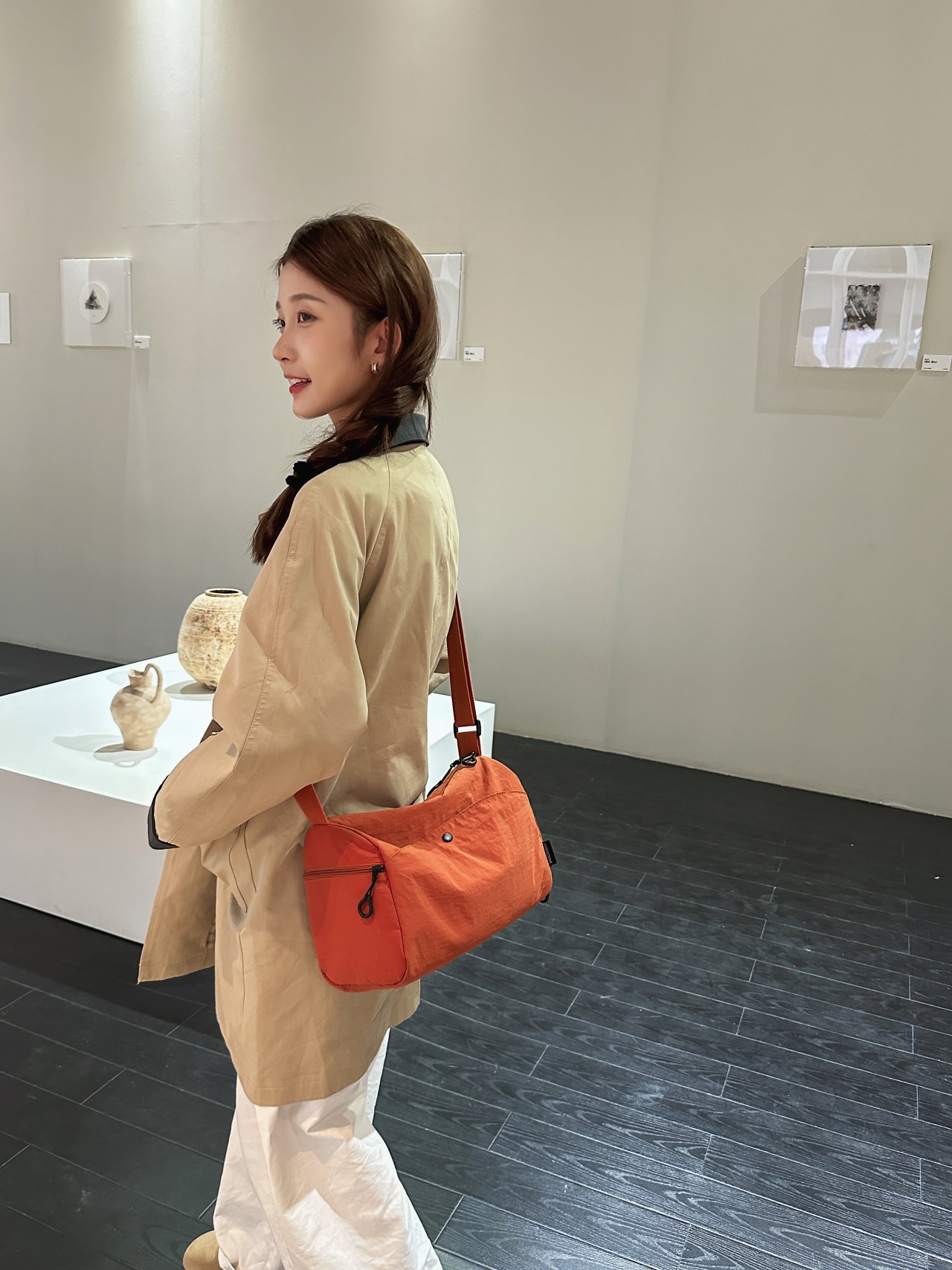 Orange Solid Crossbody Bag