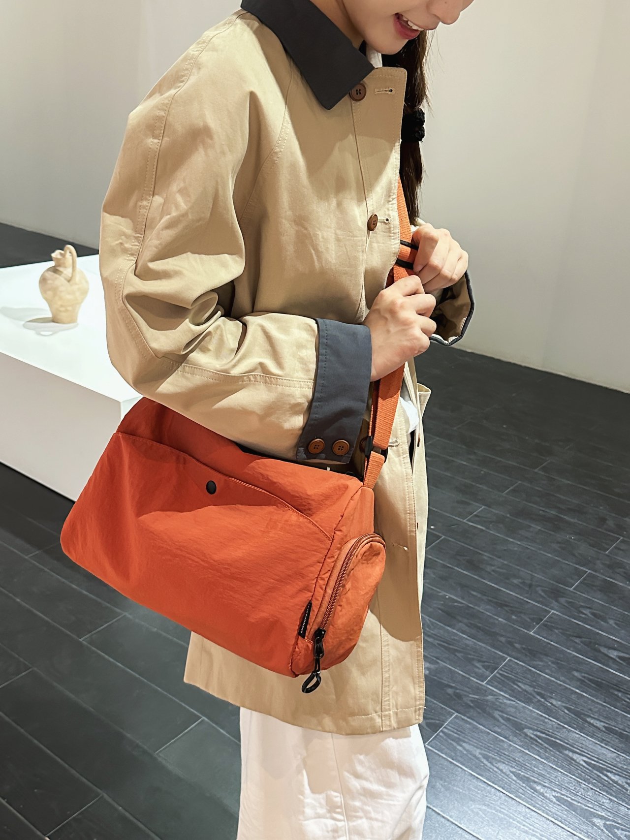 Orange Solid Crossbody Bag