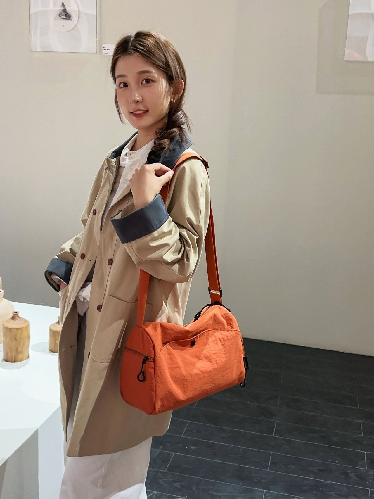 Orange Solid Crossbody Bag
