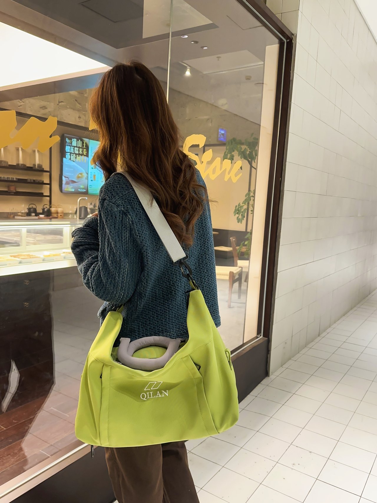 Green Crossbody Bag with Zip