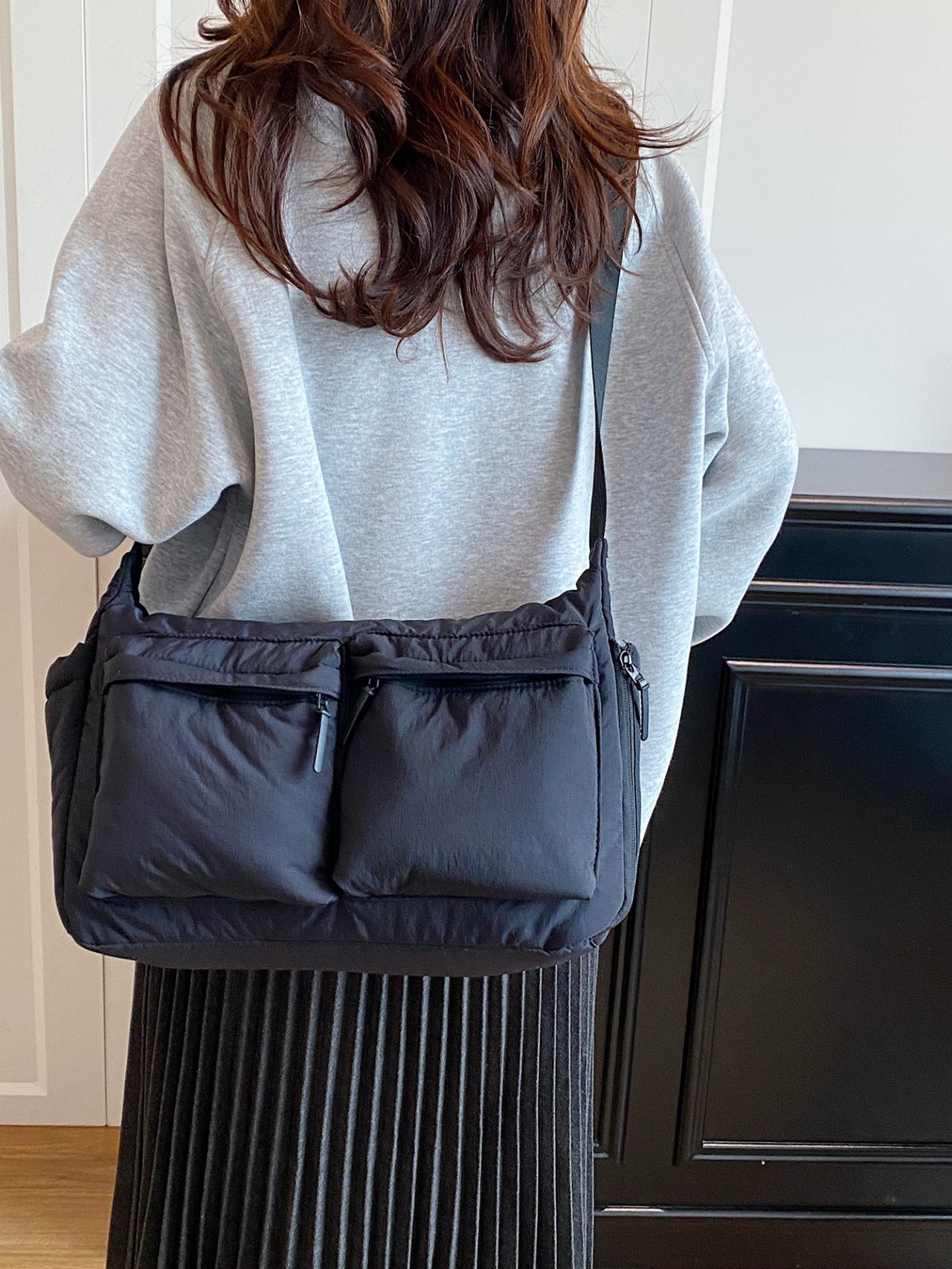 Black Padded Crossbody Bag