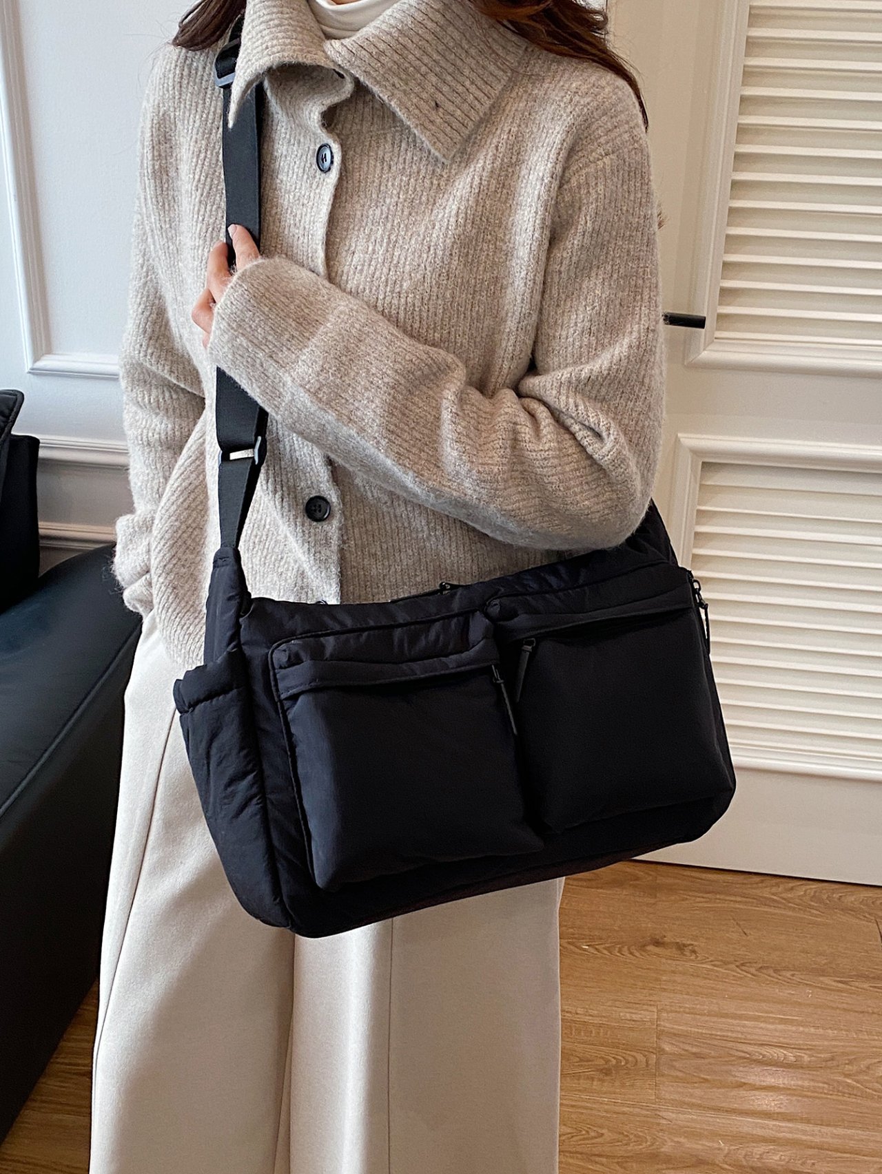 Black Padded Crossbody Bag