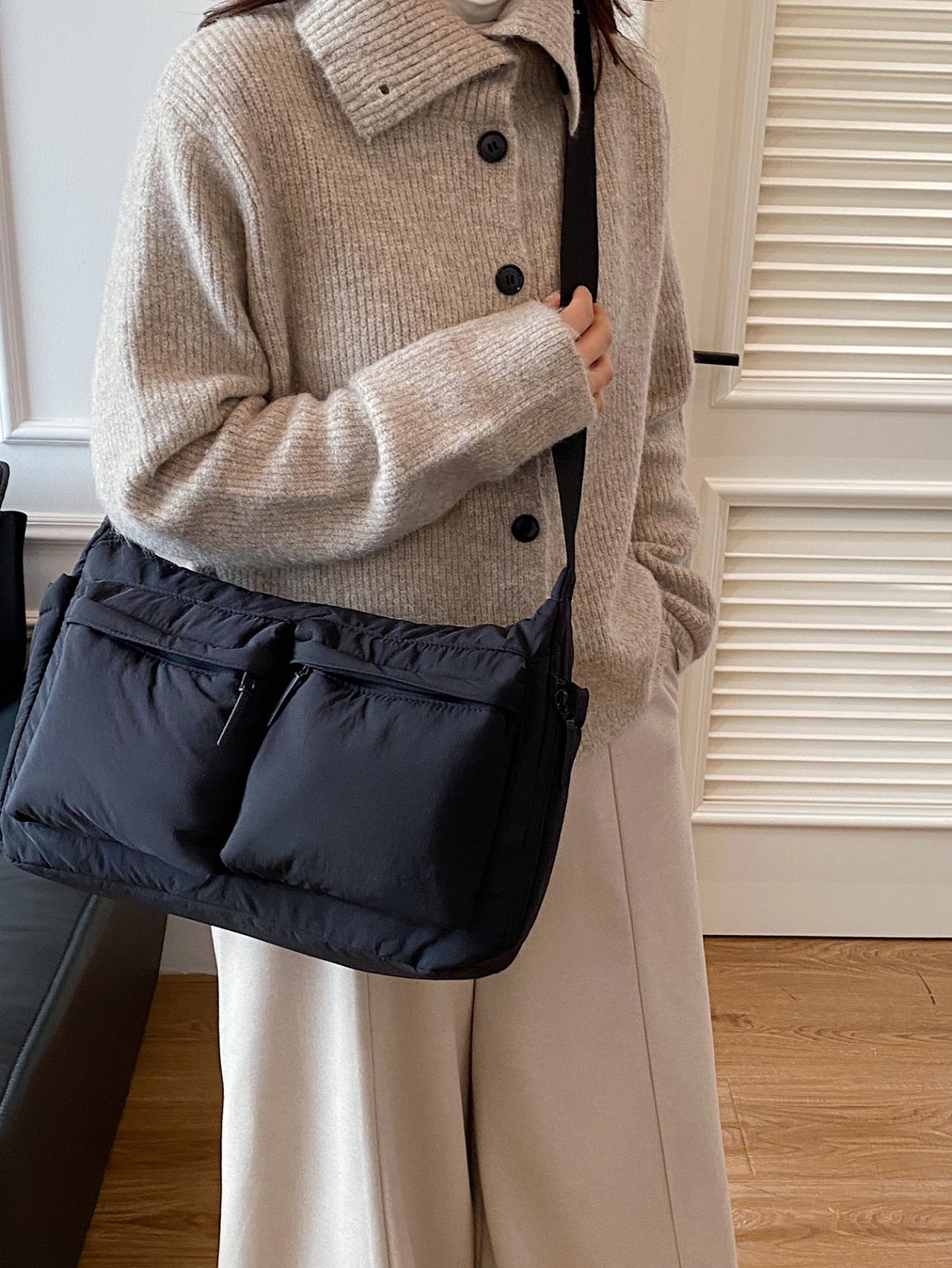 Black Padded Crossbody Bag