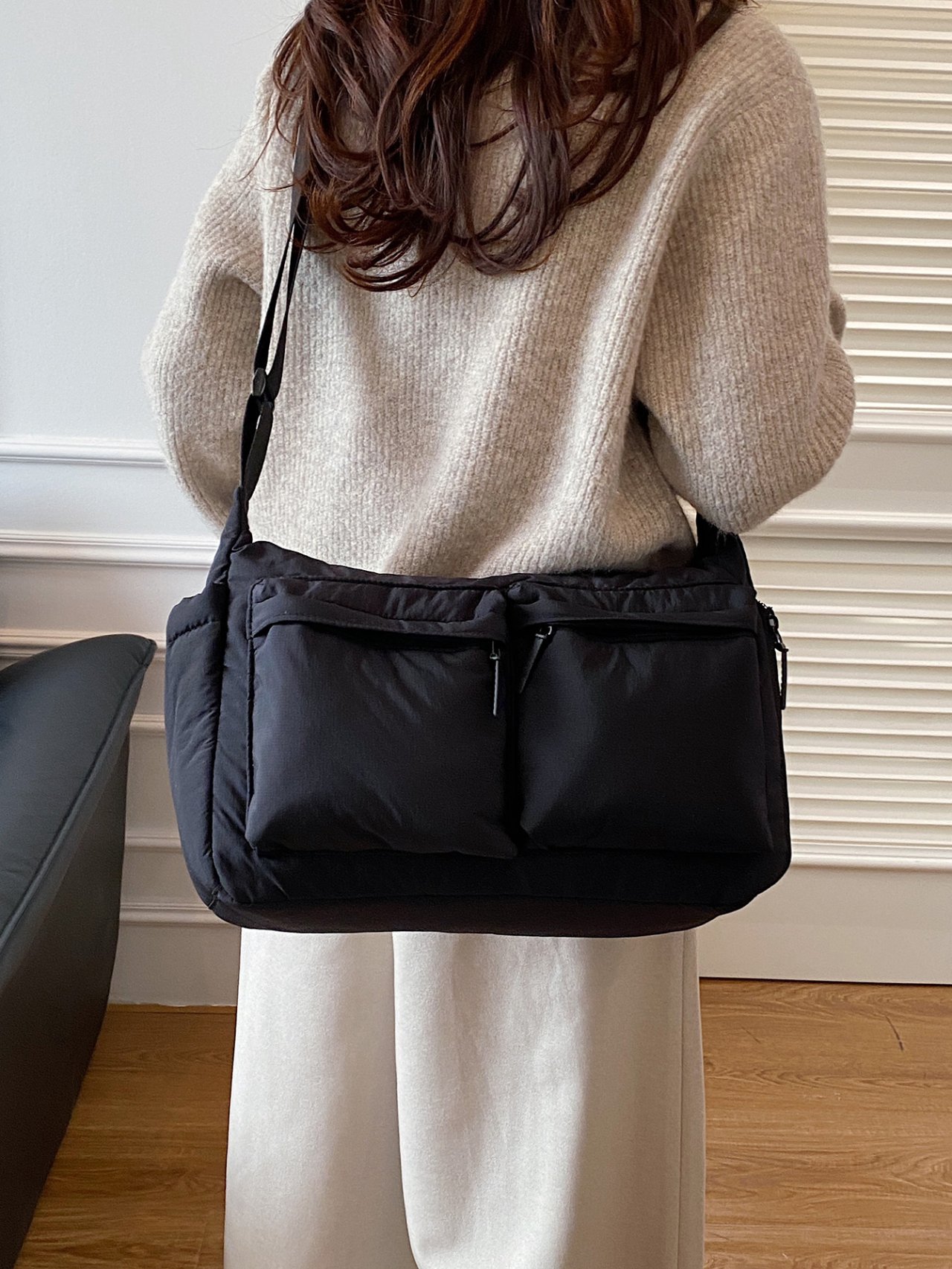 Black Padded Crossbody Bag