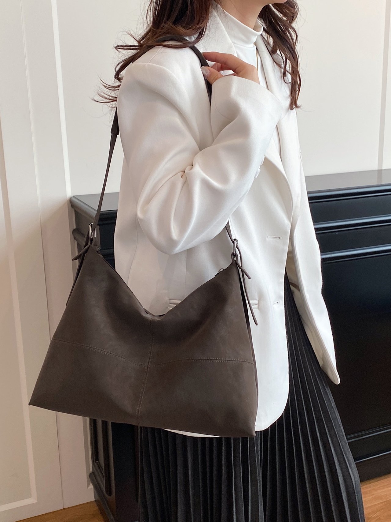 Coffee Brown Solid Crossbody Bag