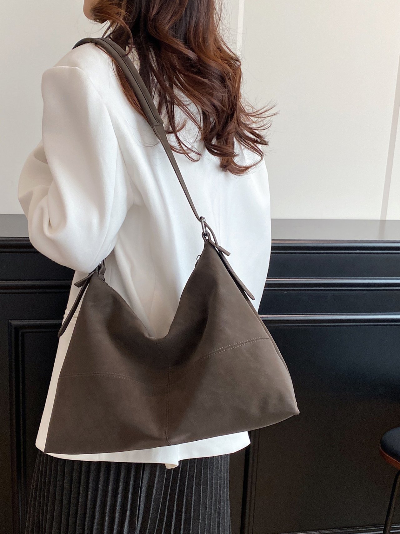 Coffee Brown Solid Crossbody Bag
