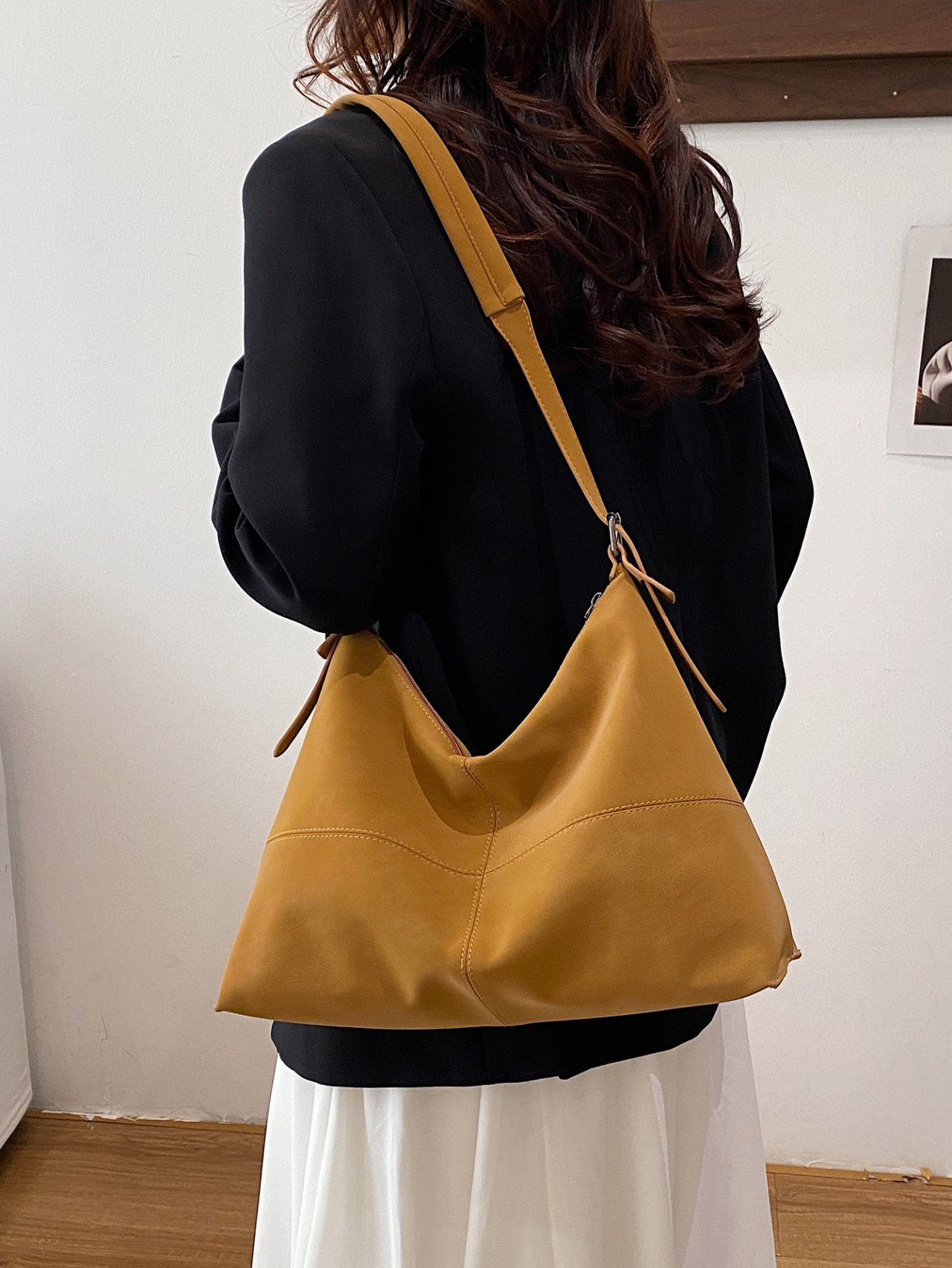 Brown Solid Crossbody Bag
