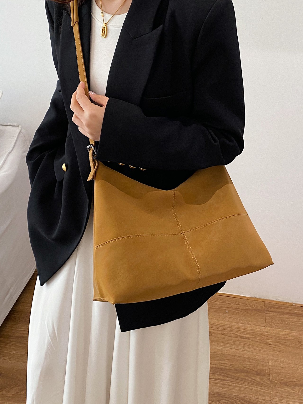 Brown Solid Crossbody Bag