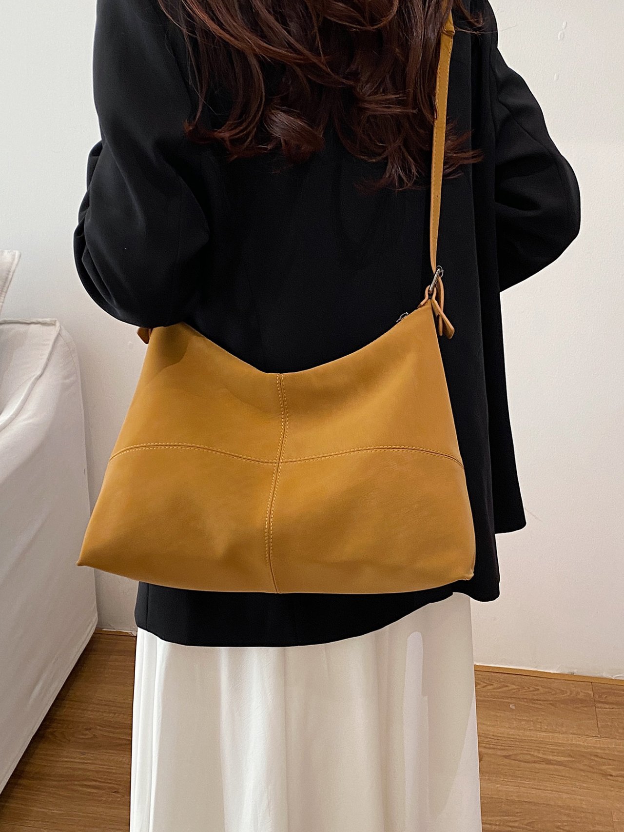 Brown Solid Crossbody Bag