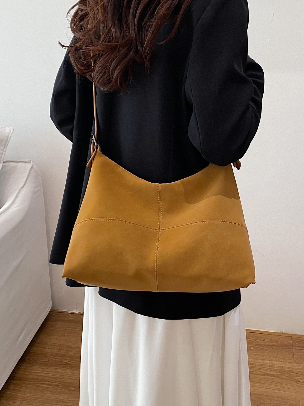 Brown Solid Crossbody Bag