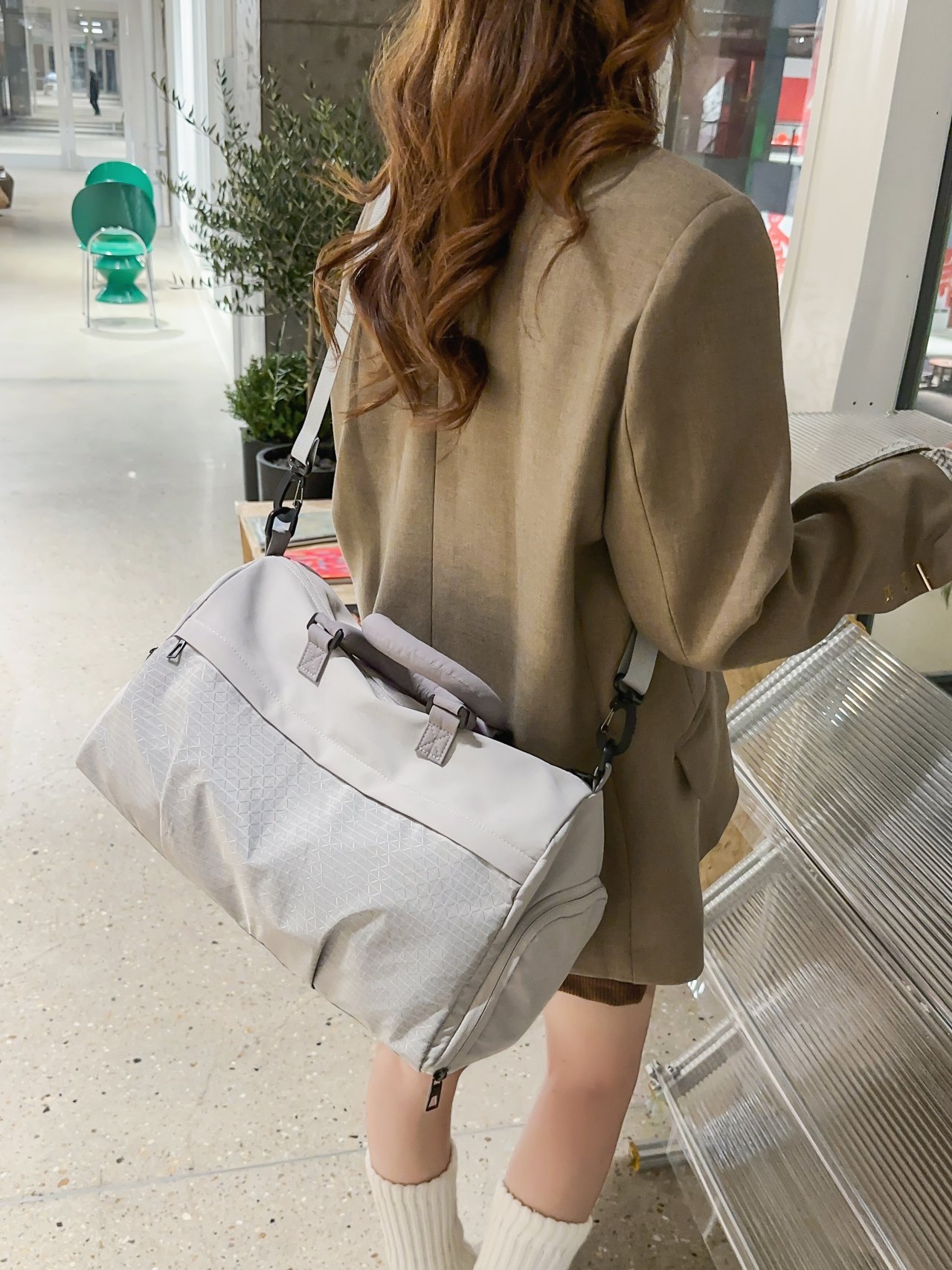 Grey Printed Crossbody Bag