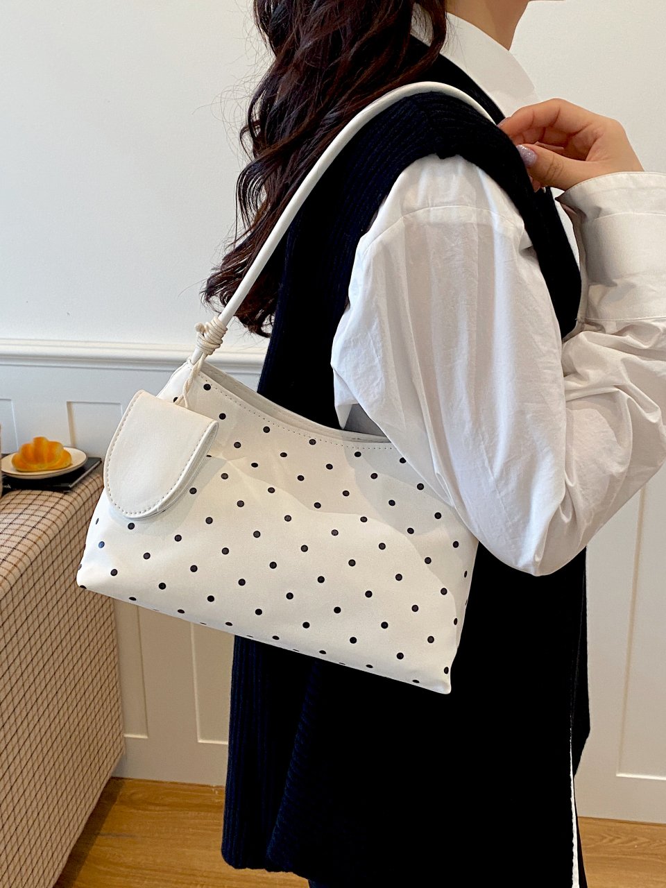 White Polka Dot Shoulder Bag