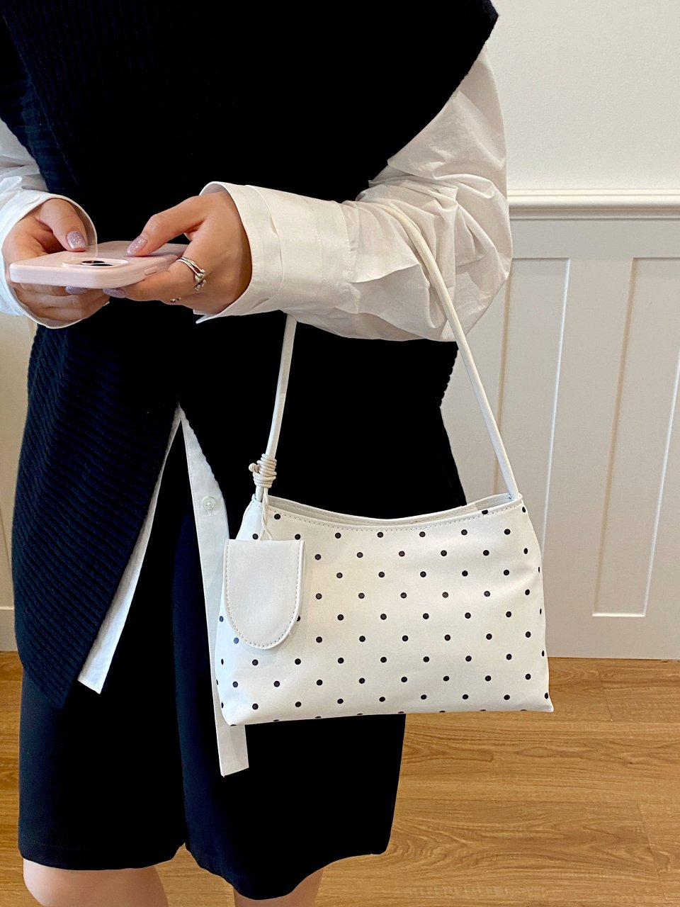 White Polka Dot Shoulder Bag