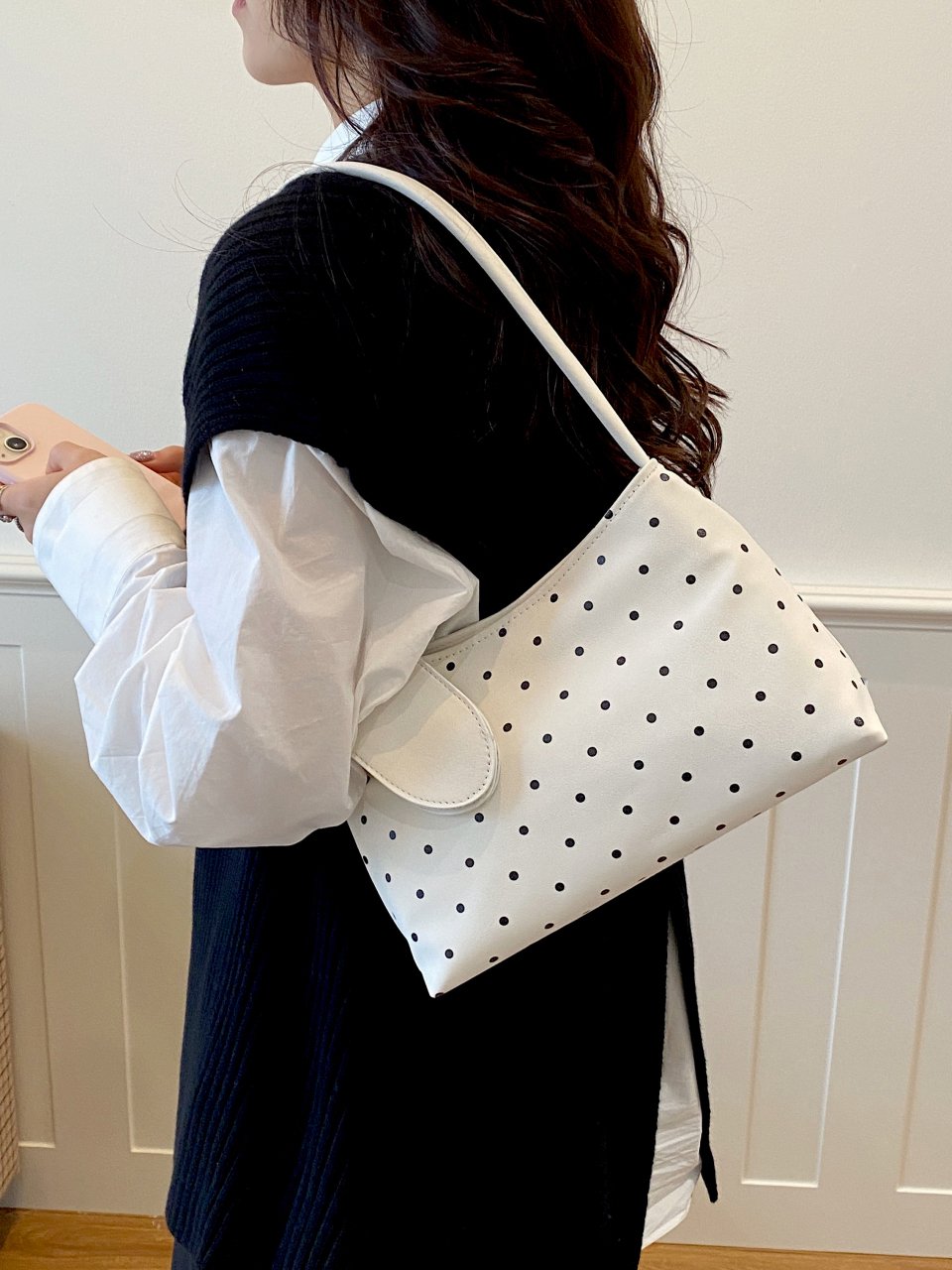 White Polka Dot Shoulder Bag