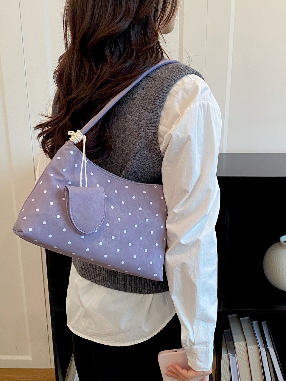 Purple Polka Dot Shoulder Bag