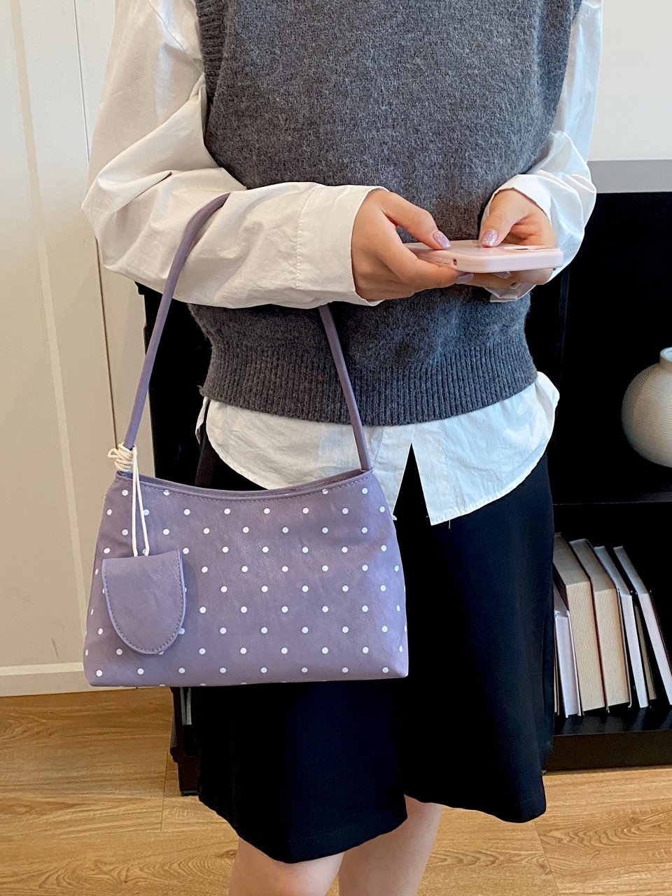 Purple Polka Dot Shoulder Bag